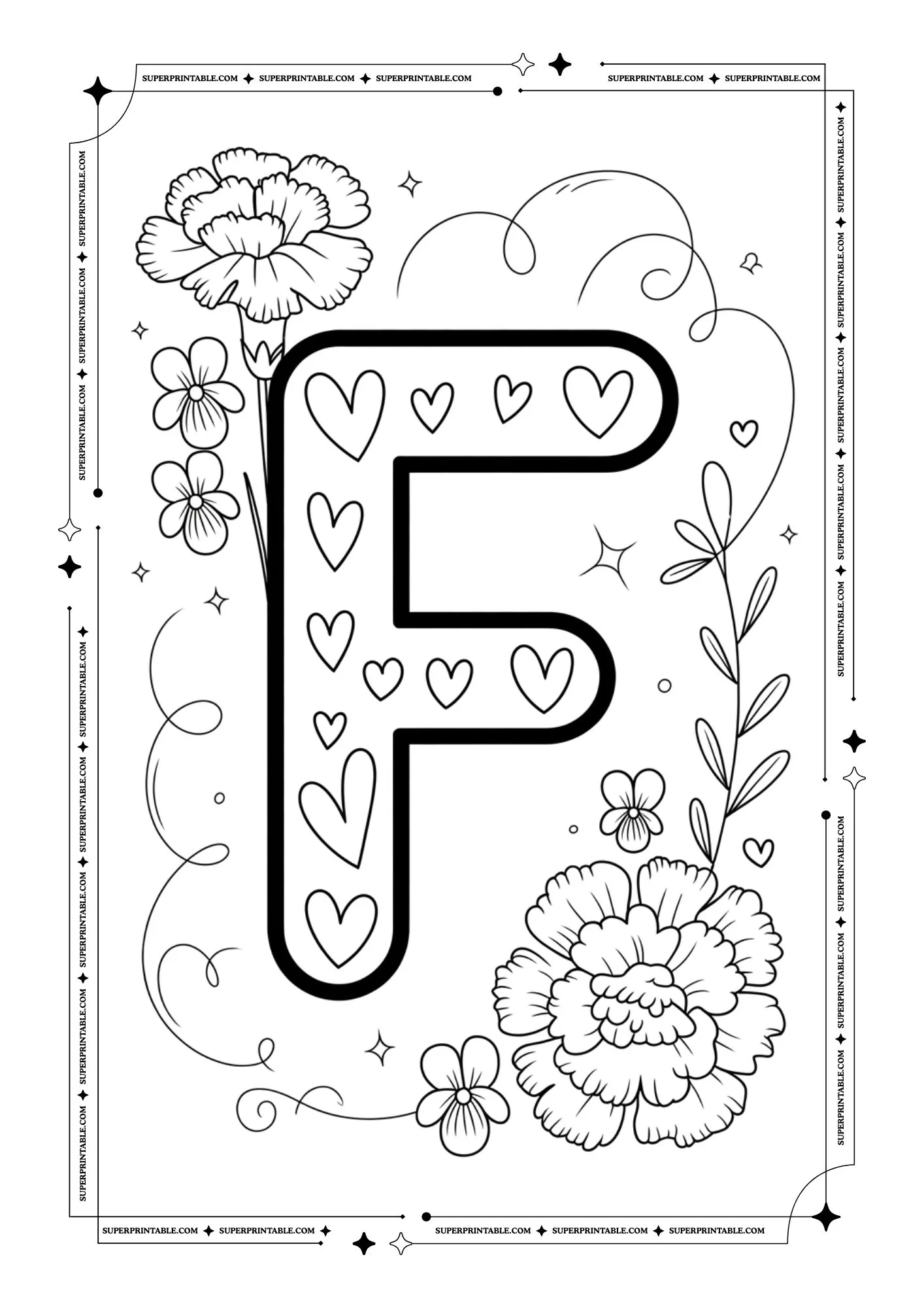 Carnation & Violet Love Alphabet Coloring Pages 6
