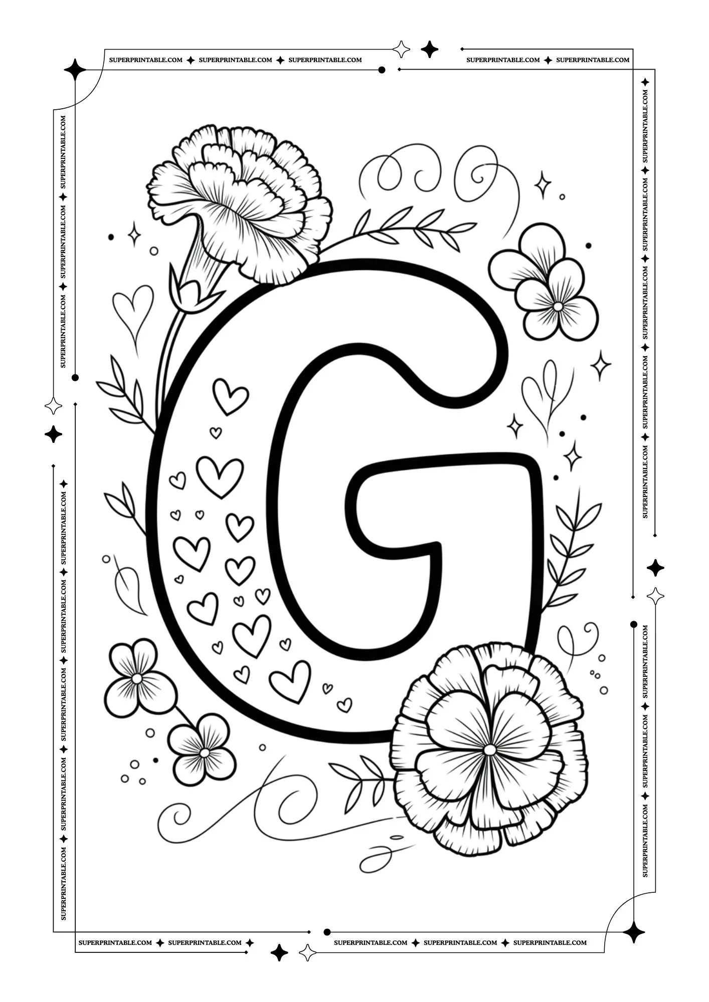 Carnation & Violet Love Alphabet Coloring Pages 7