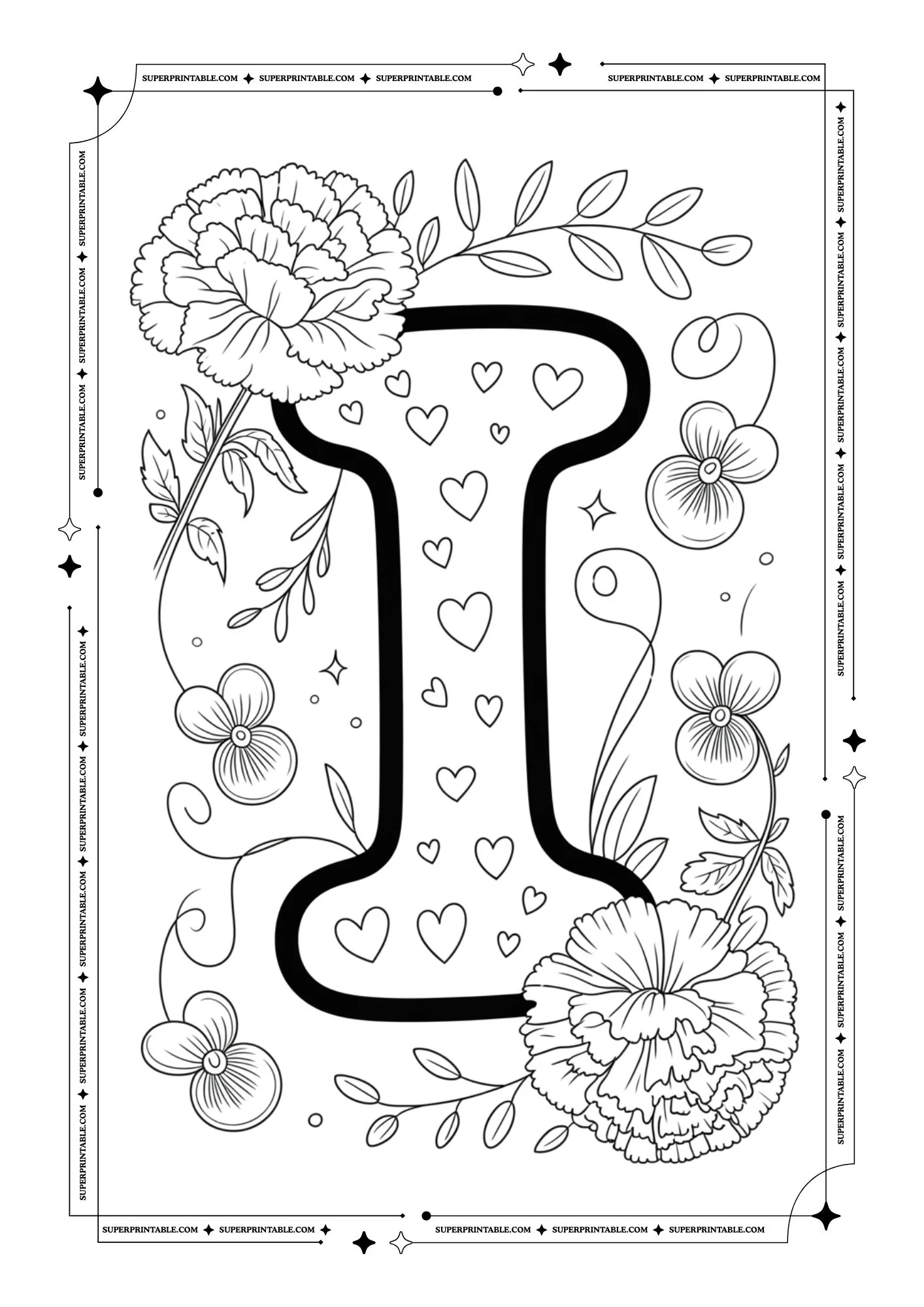Carnation & Violet Love Alphabet Coloring Pages 9