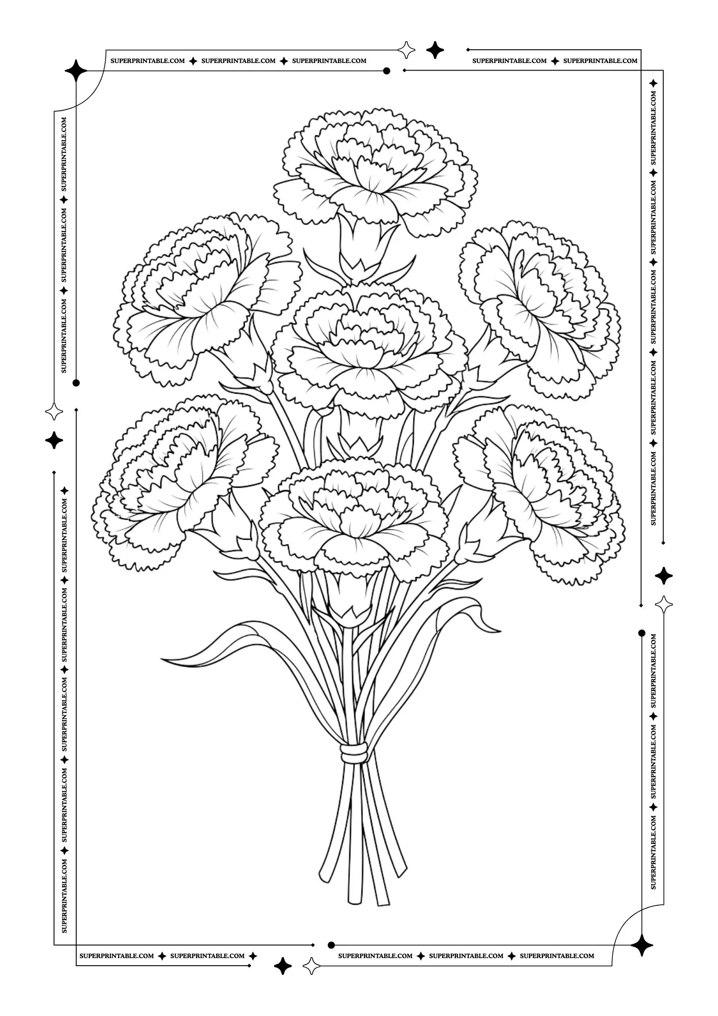 Christmas Carnation Plus Decorations Coloring Pages 1