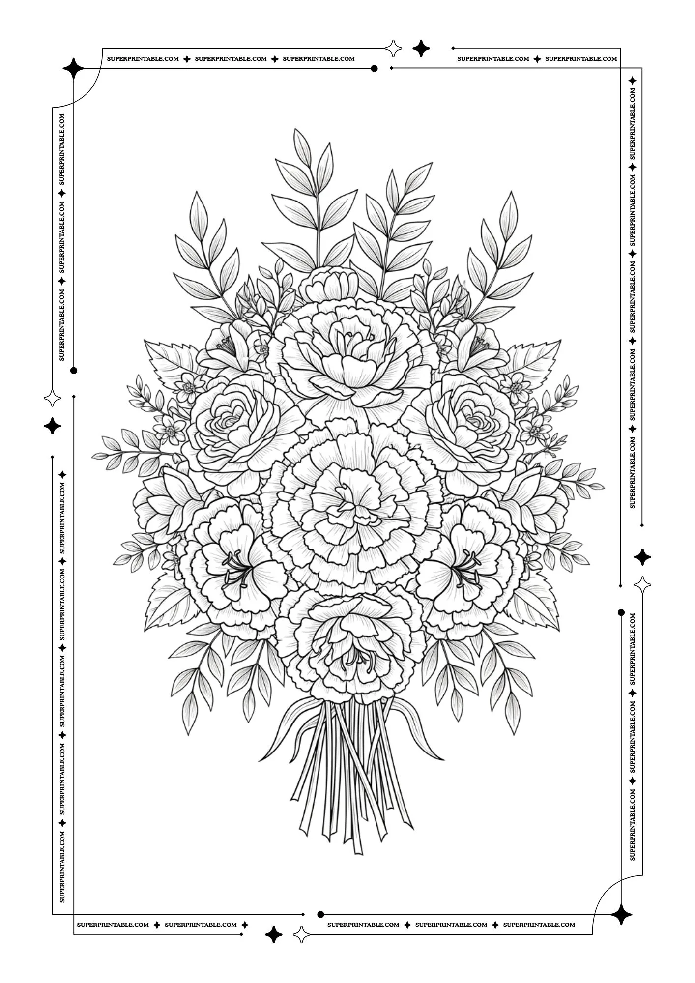 Christmas Carnation Plus Decorations Coloring Pages 3
