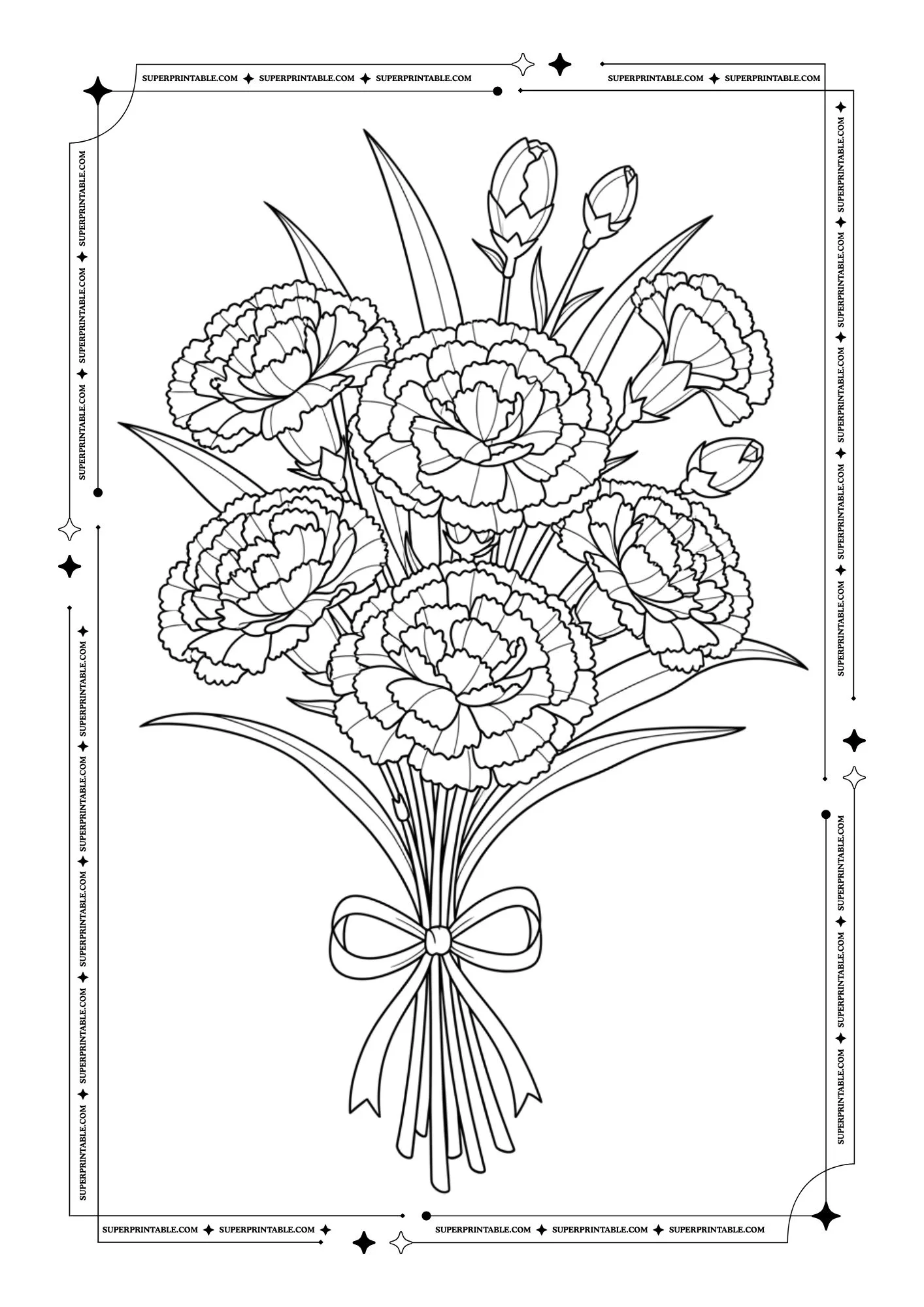 Christmas Carnation Plus Decorations Coloring Pages 6