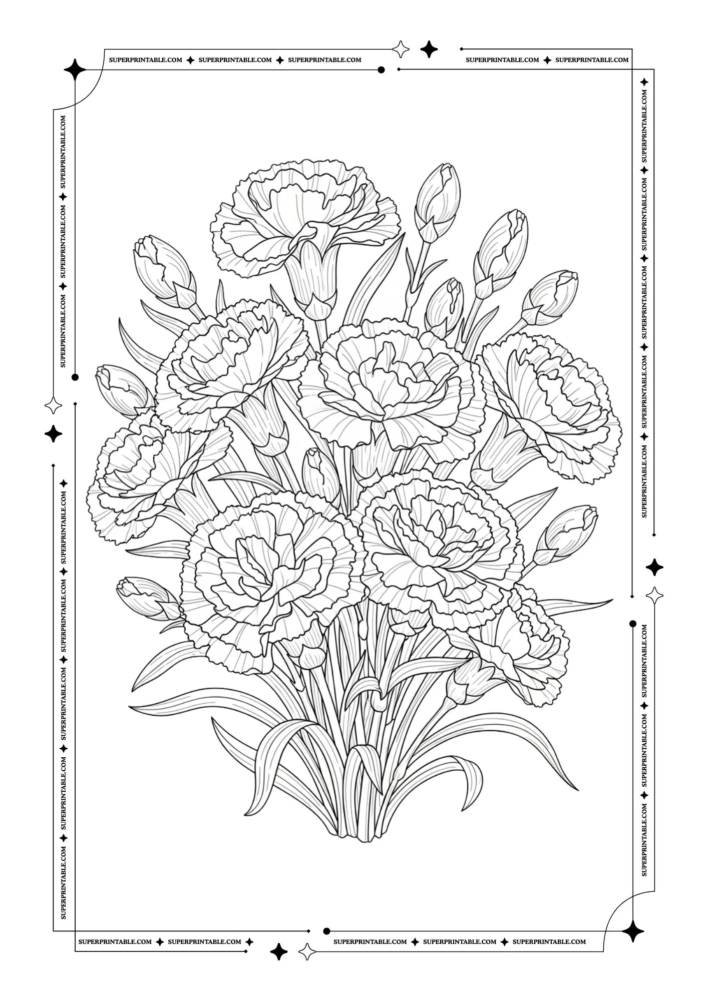 Christmas Carnation Plus Decorations Coloring Pages 7