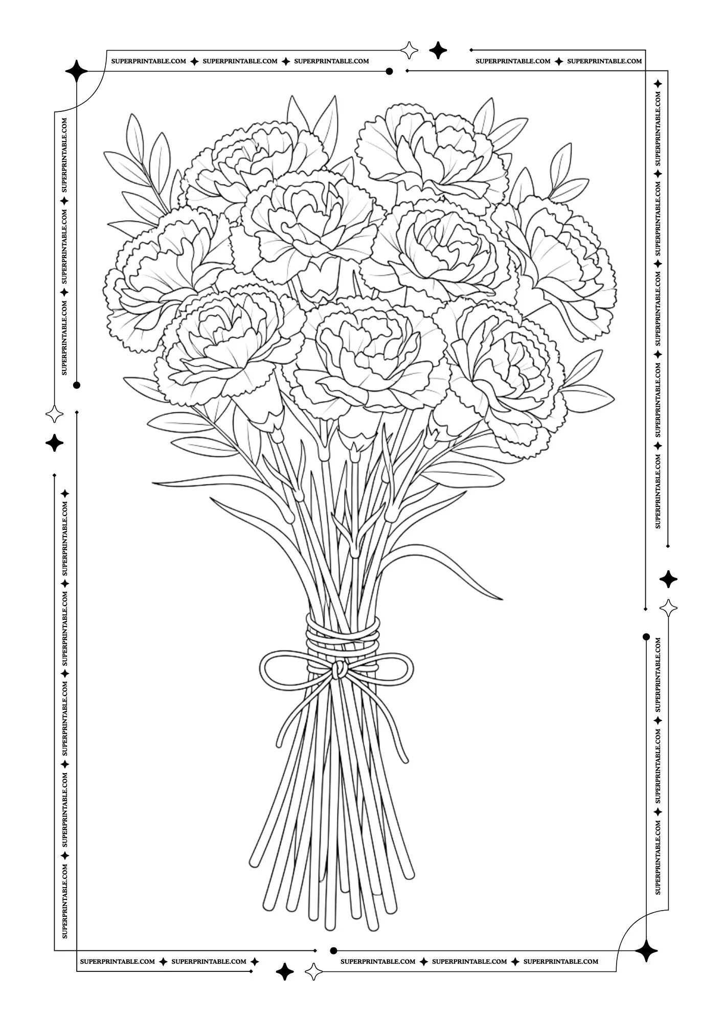 Christmas Carnation Plus Decorations Coloring Pages 8