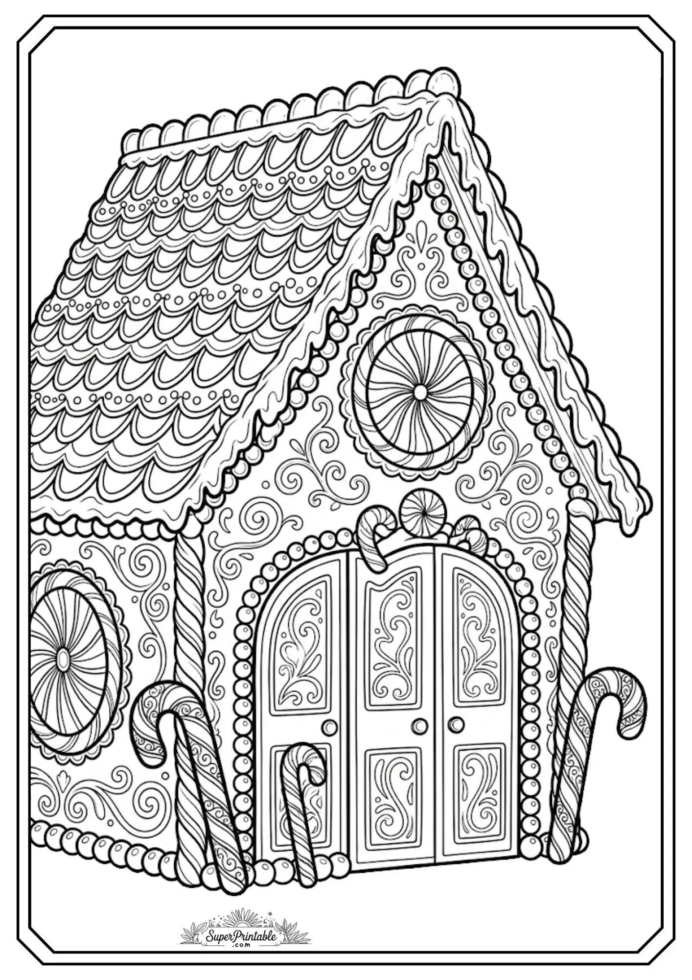 Christmas Gingerbread House Coloring Pages 12