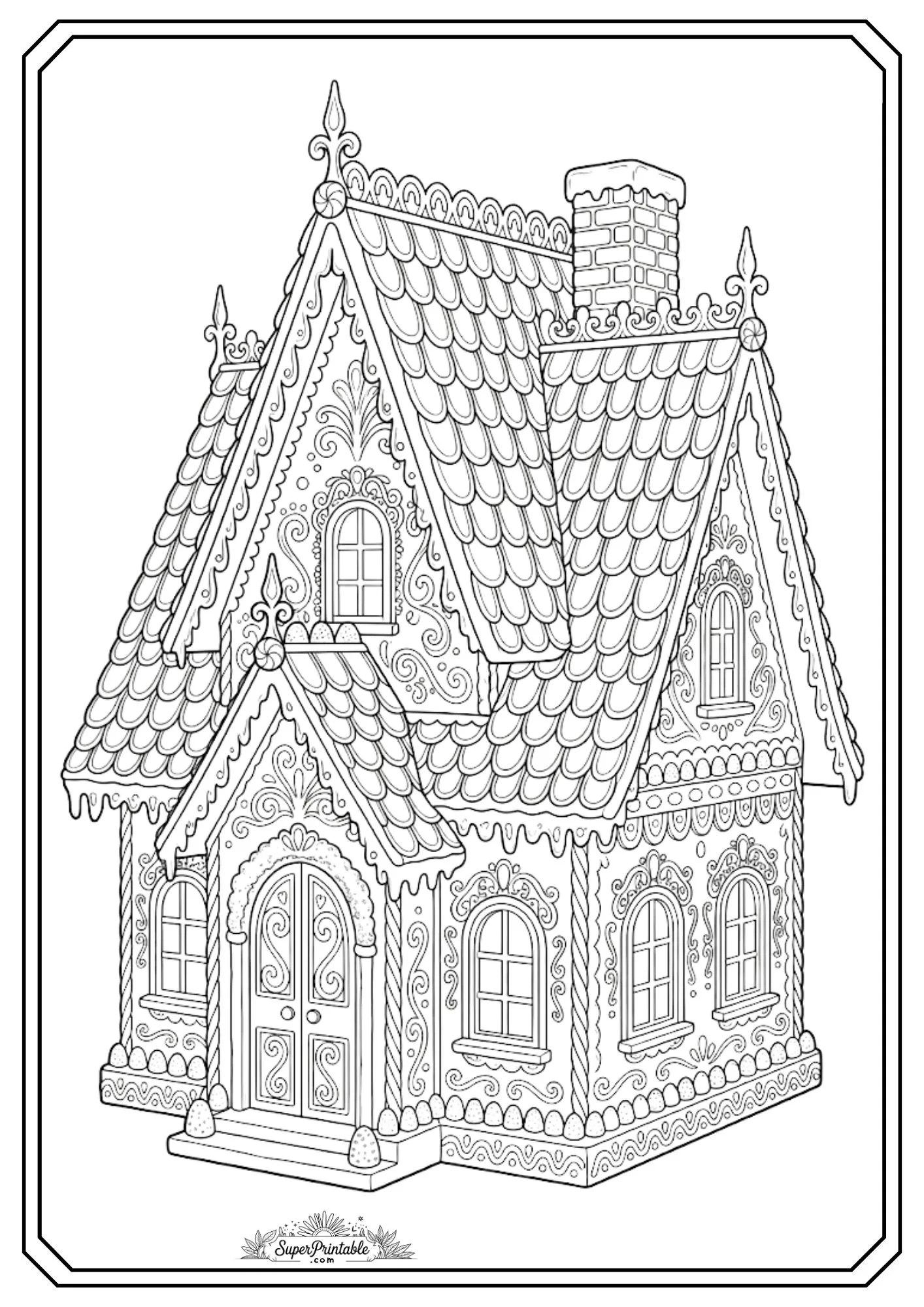Christmas Gingerbread House Coloring Pages 13