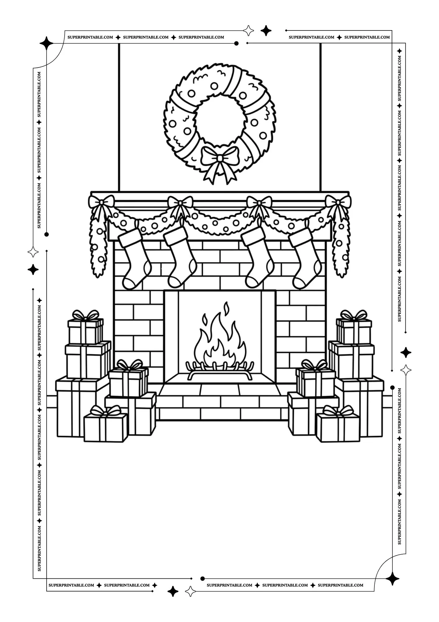 Christmas Interior Decorations Coloring Pages 3