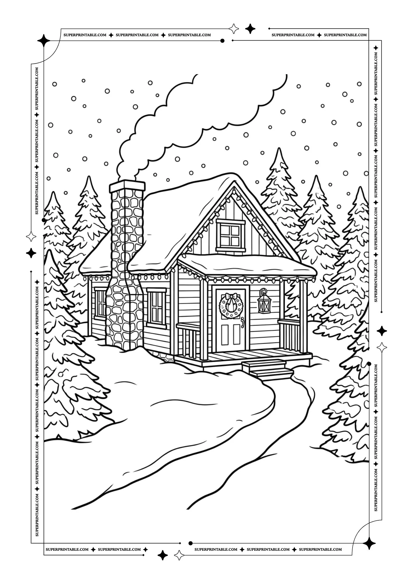 Christmas Interior Decorations Coloring Pages 4