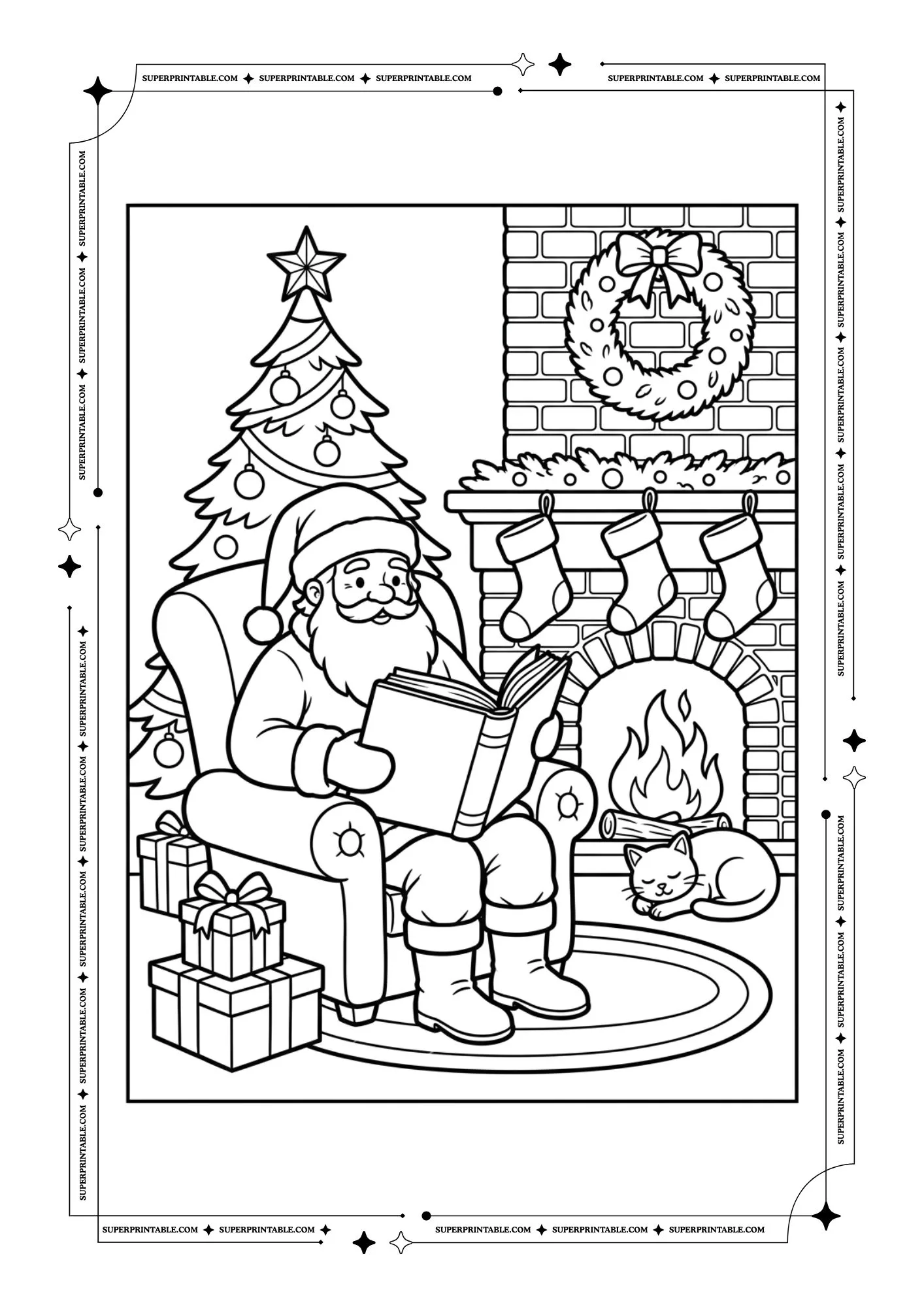 Christmas Interior Decorations Coloring Pages 5