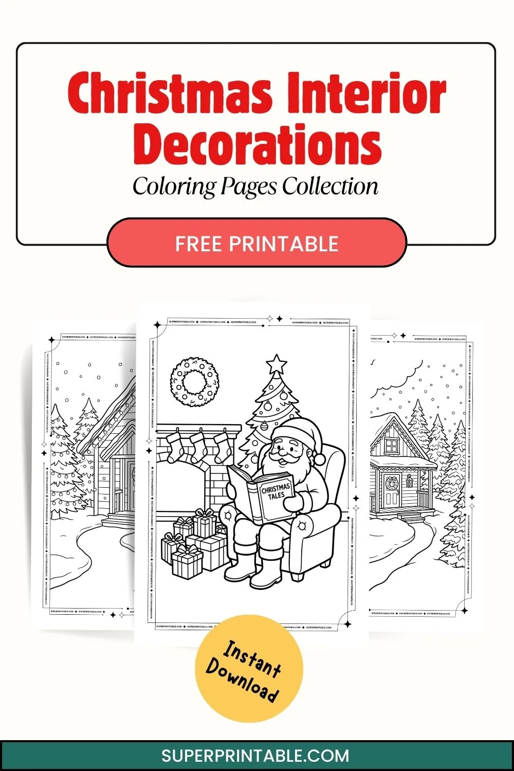 Christmas Interior Decorations Coloring Pages Pinterest Image