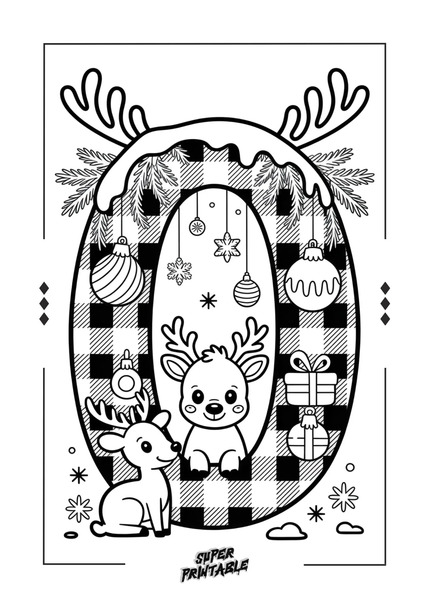 Christmas Pattern Reindeer Number Coloring Pages 1