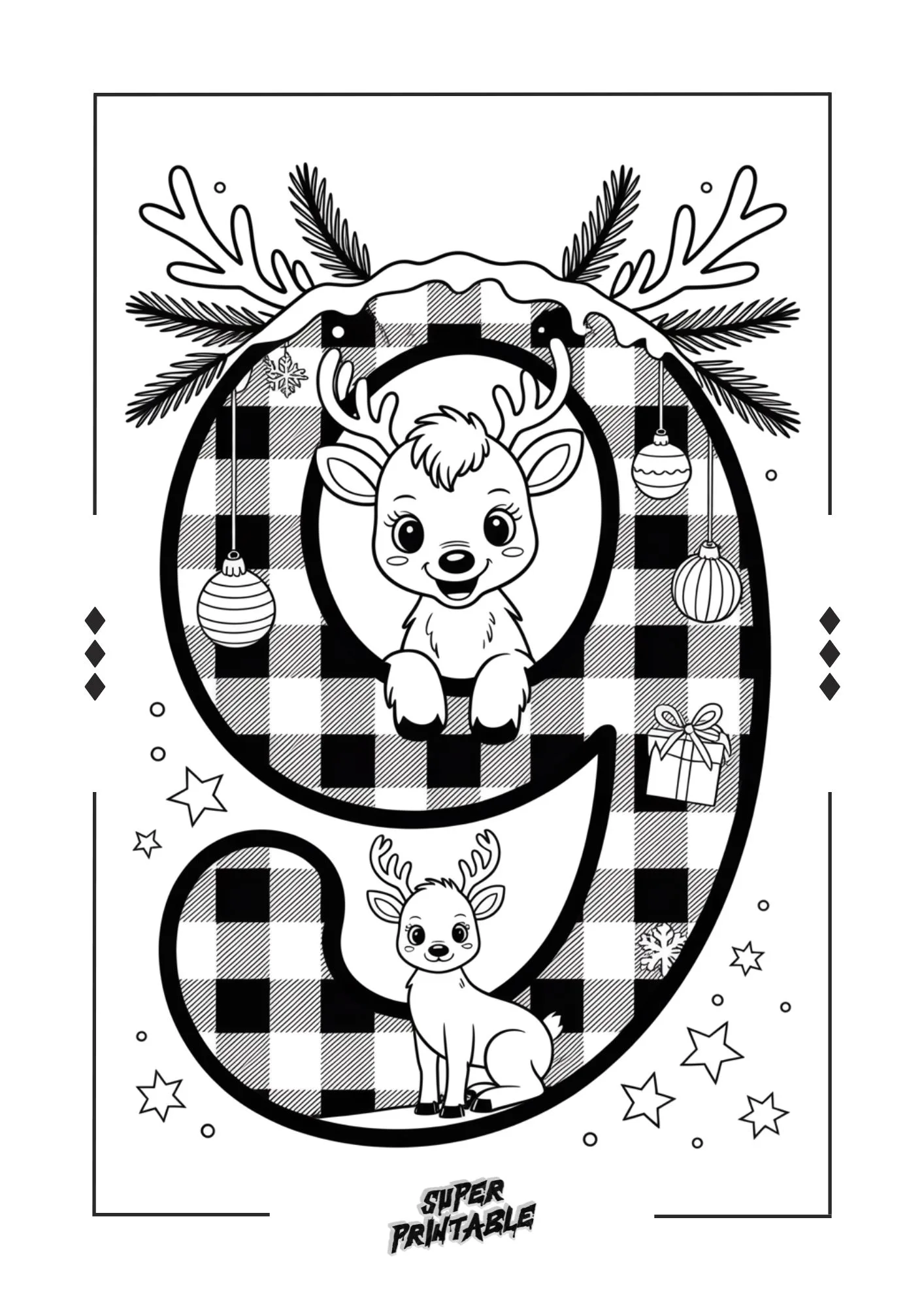 Christmas Pattern Reindeer Number Coloring Pages 10
