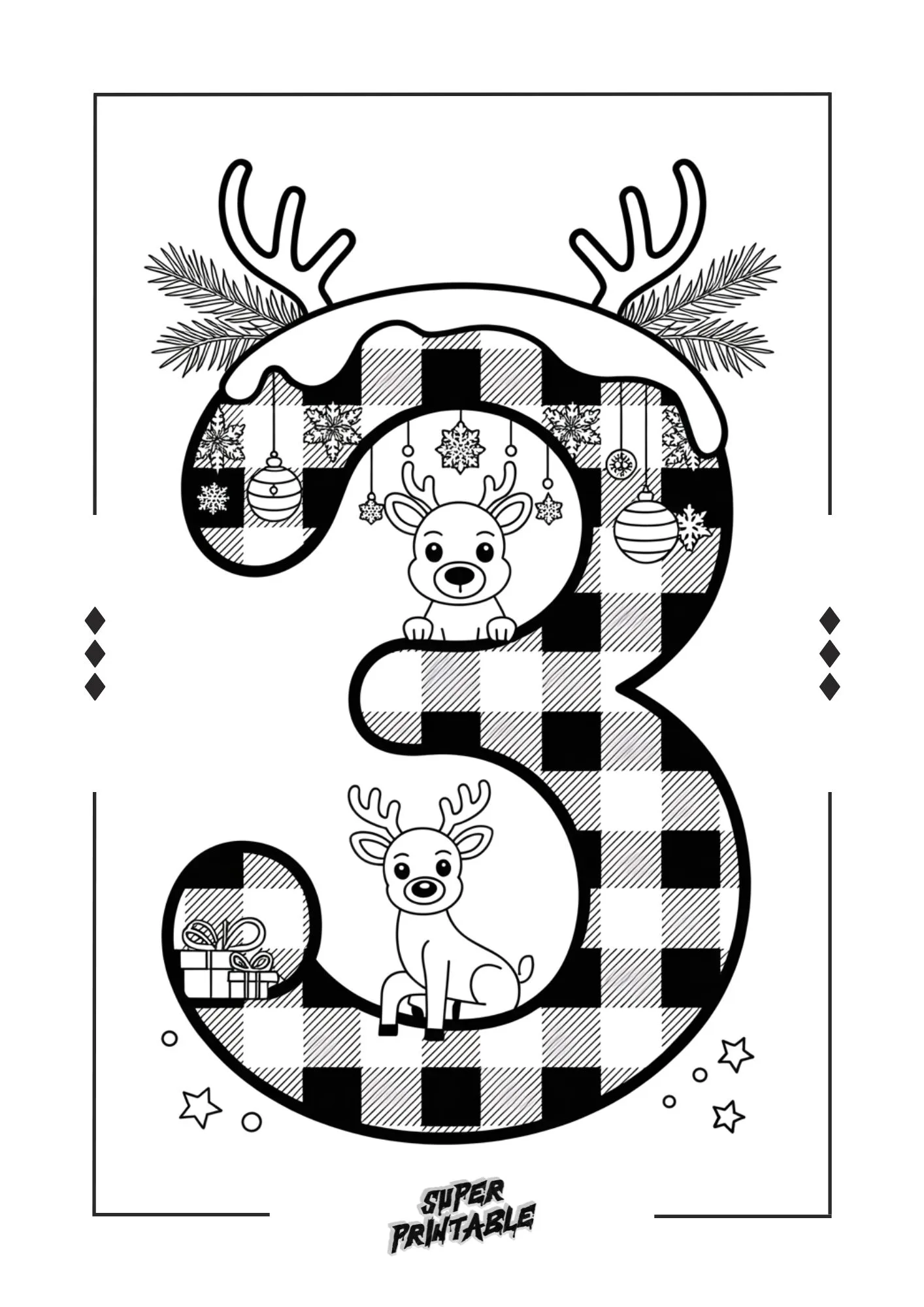 Christmas Pattern Reindeer Number Coloring Pages 4