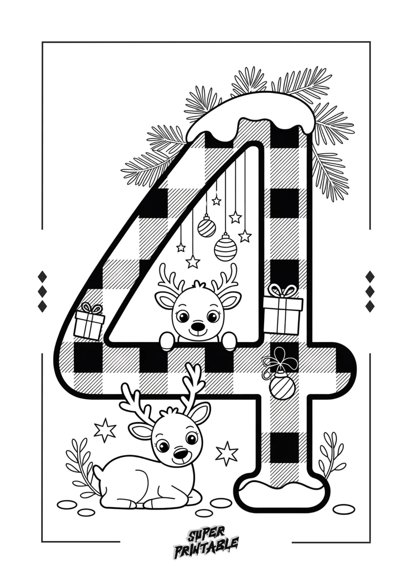 Christmas Pattern Reindeer Number Coloring Pages 5