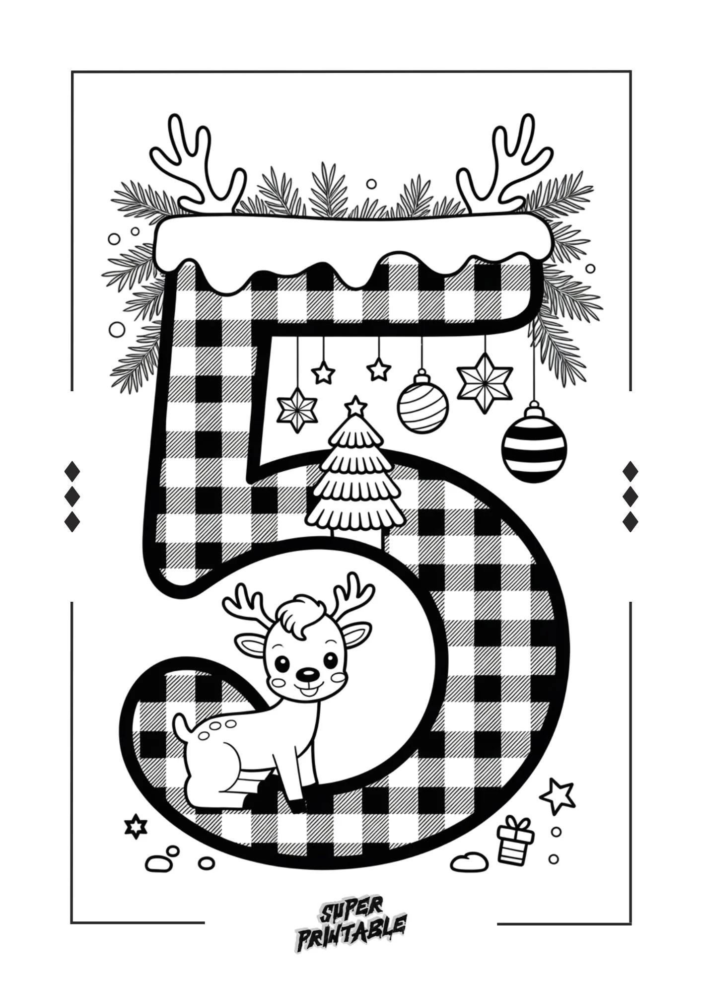 Christmas Pattern Reindeer Number Coloring Pages 6