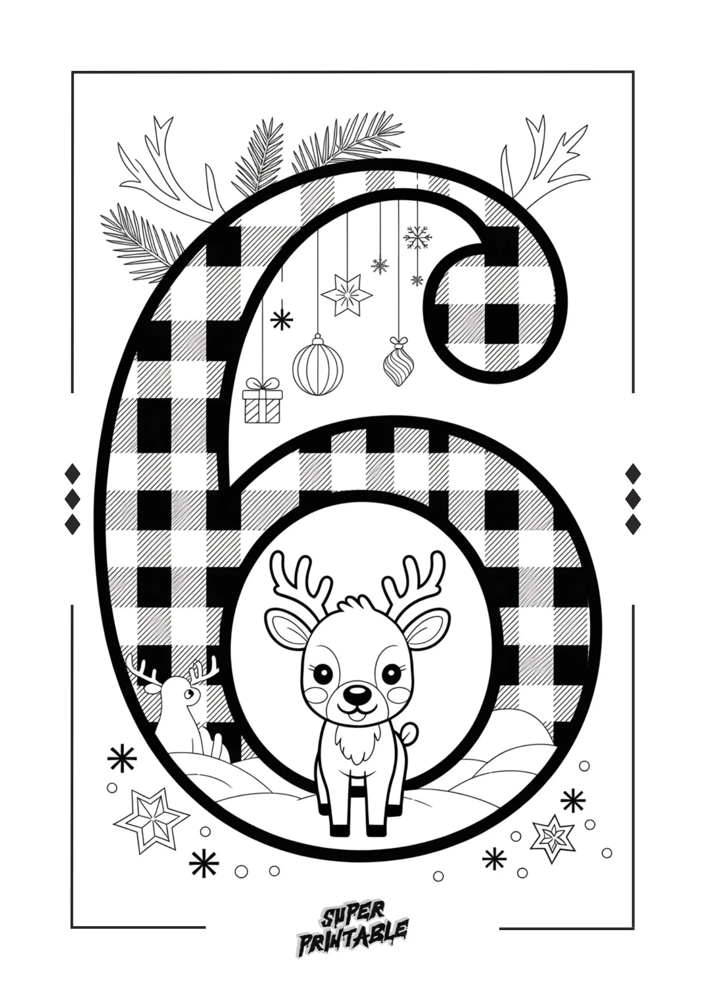 Christmas Pattern Reindeer Number Coloring Pages 7