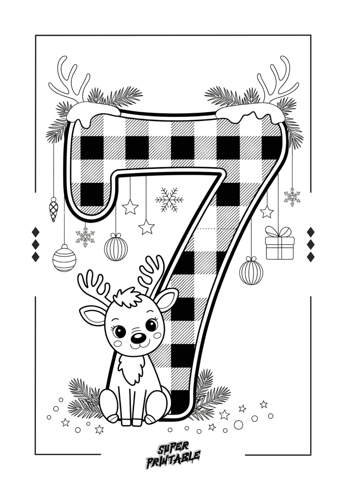 Christmas Pattern Reindeer Number Coloring Pages 8