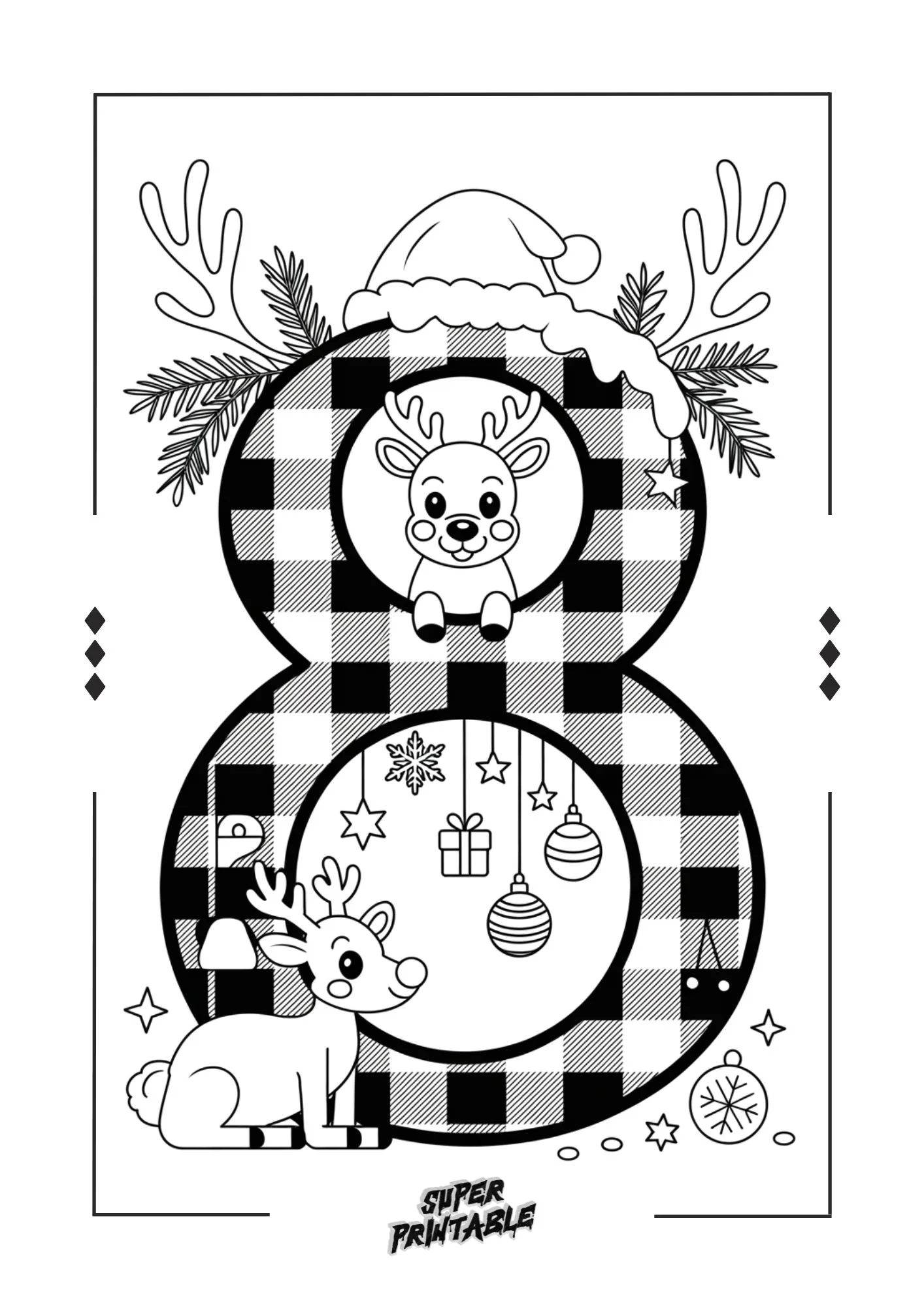 Christmas Pattern Reindeer Number Coloring Pages 9