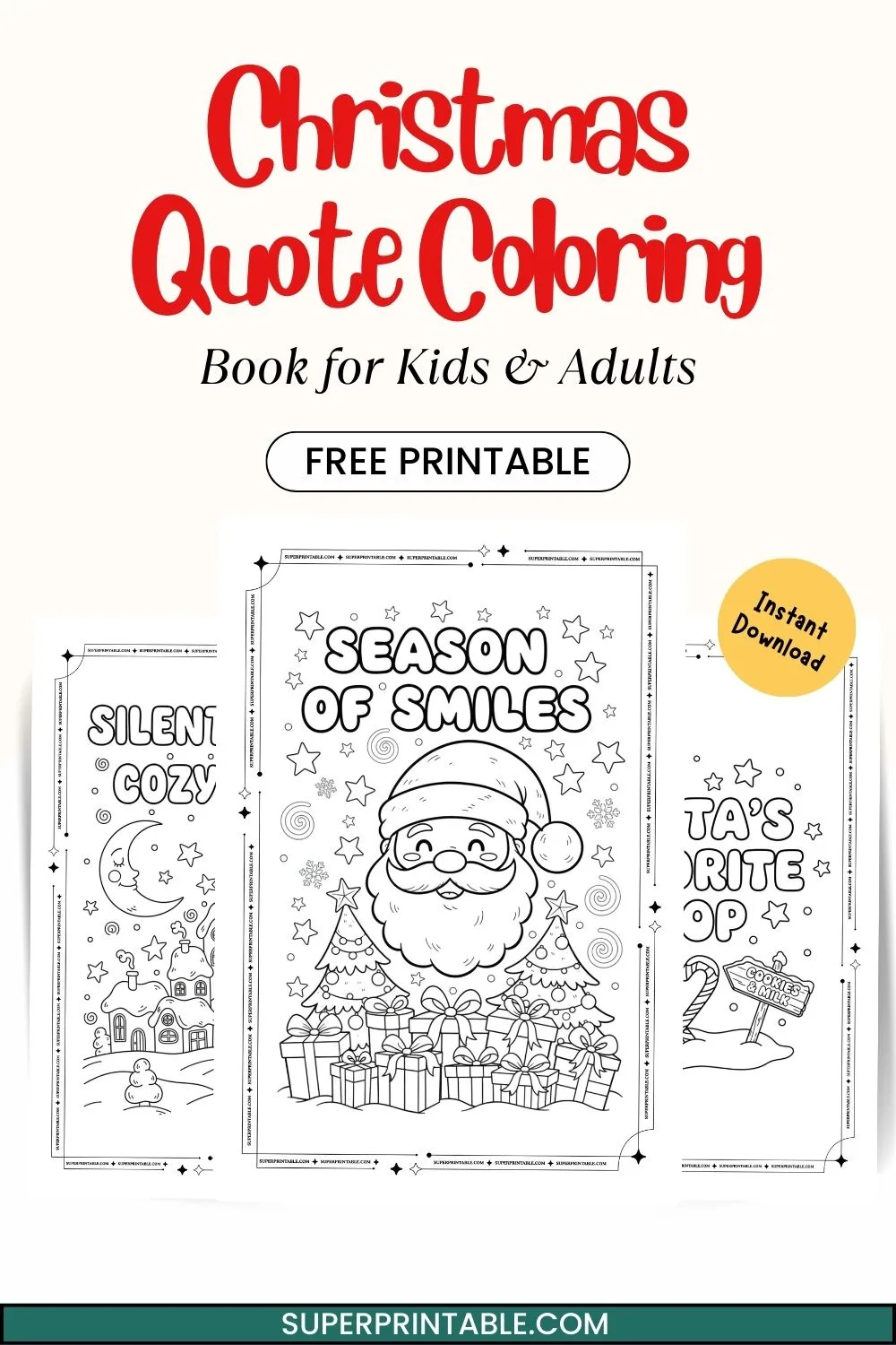Christmas Quote Coloring Book for Kids & Adults Pinterest Image