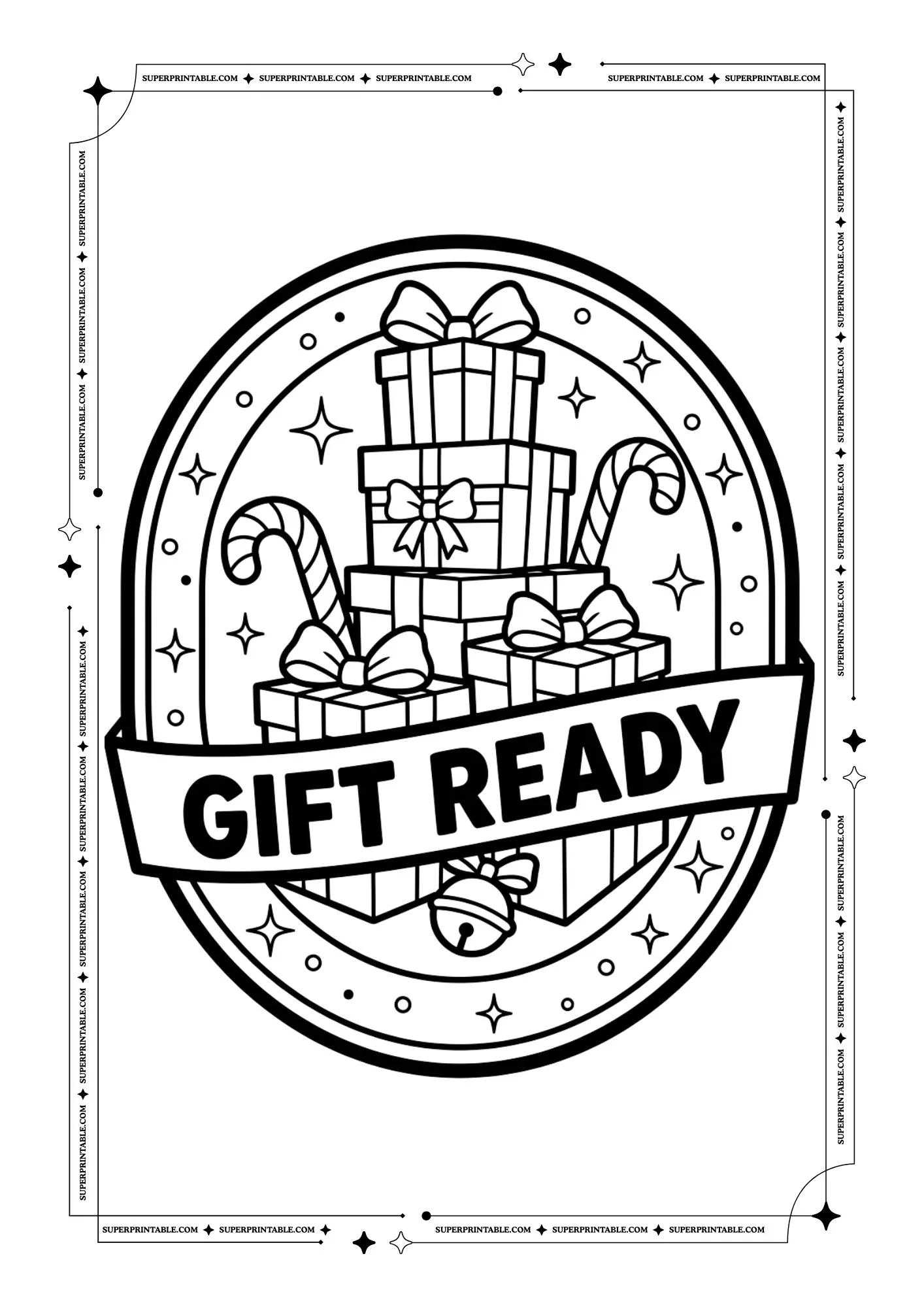 Christmas Stamps Badge Coloring Pack 4