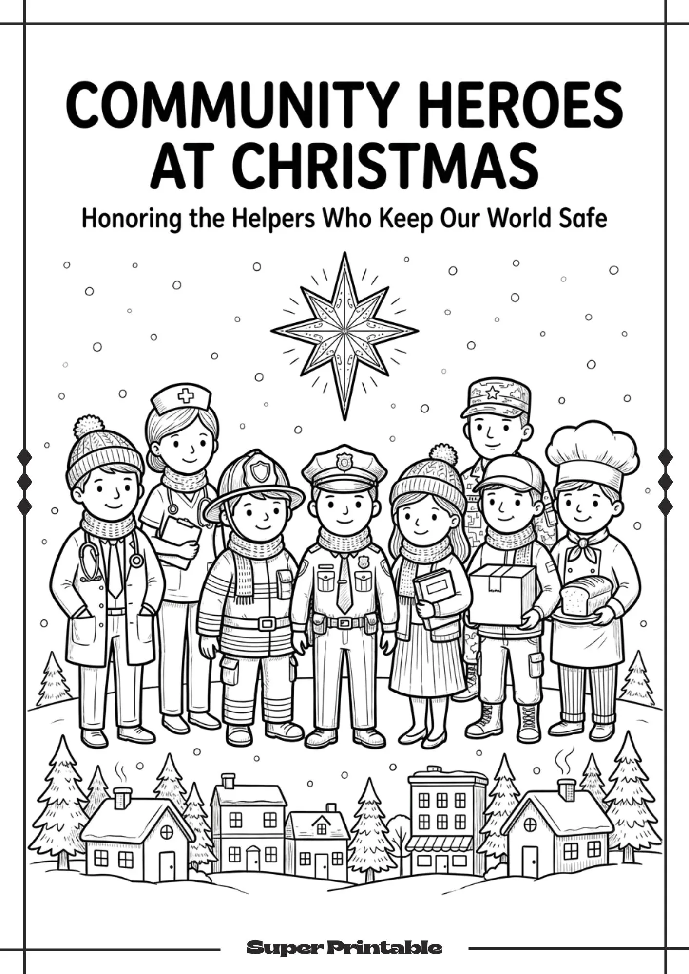 Community Heroes At Christmas Coloring Pages 1