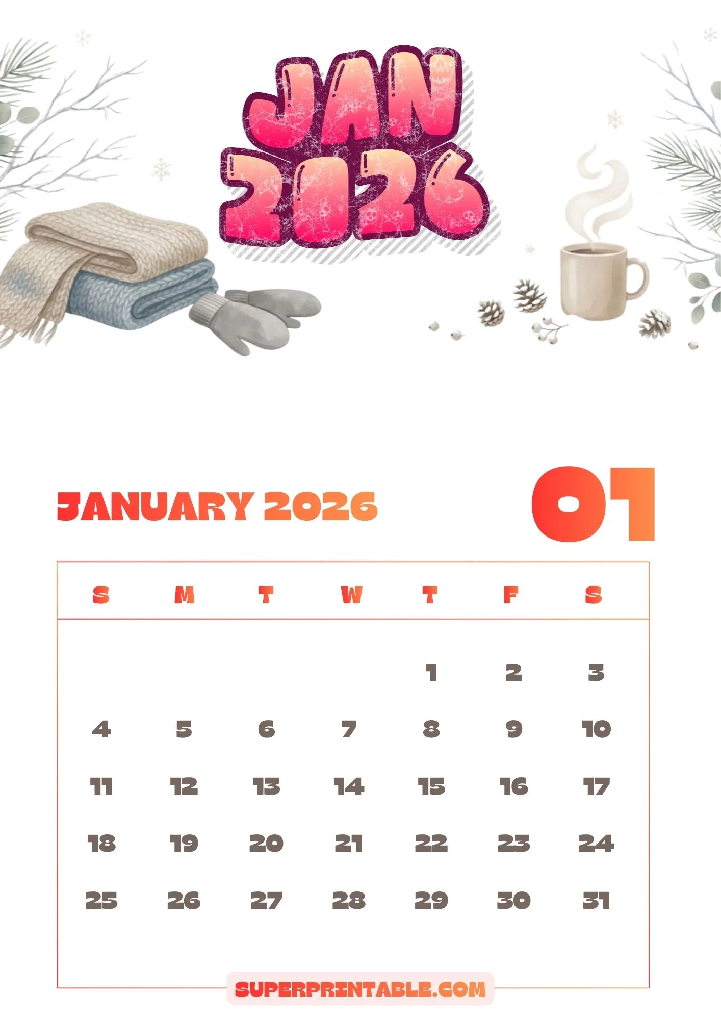 Creative Illustration 2026 Monthly Calendar 1