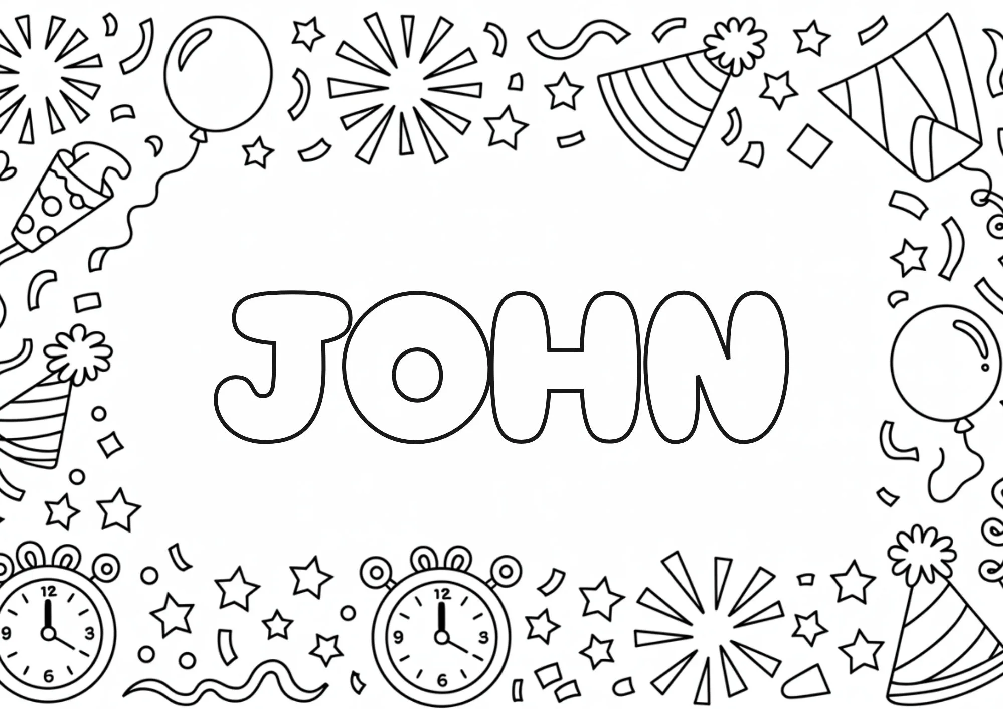 DIY Personalized New Year Coloring Pages 1