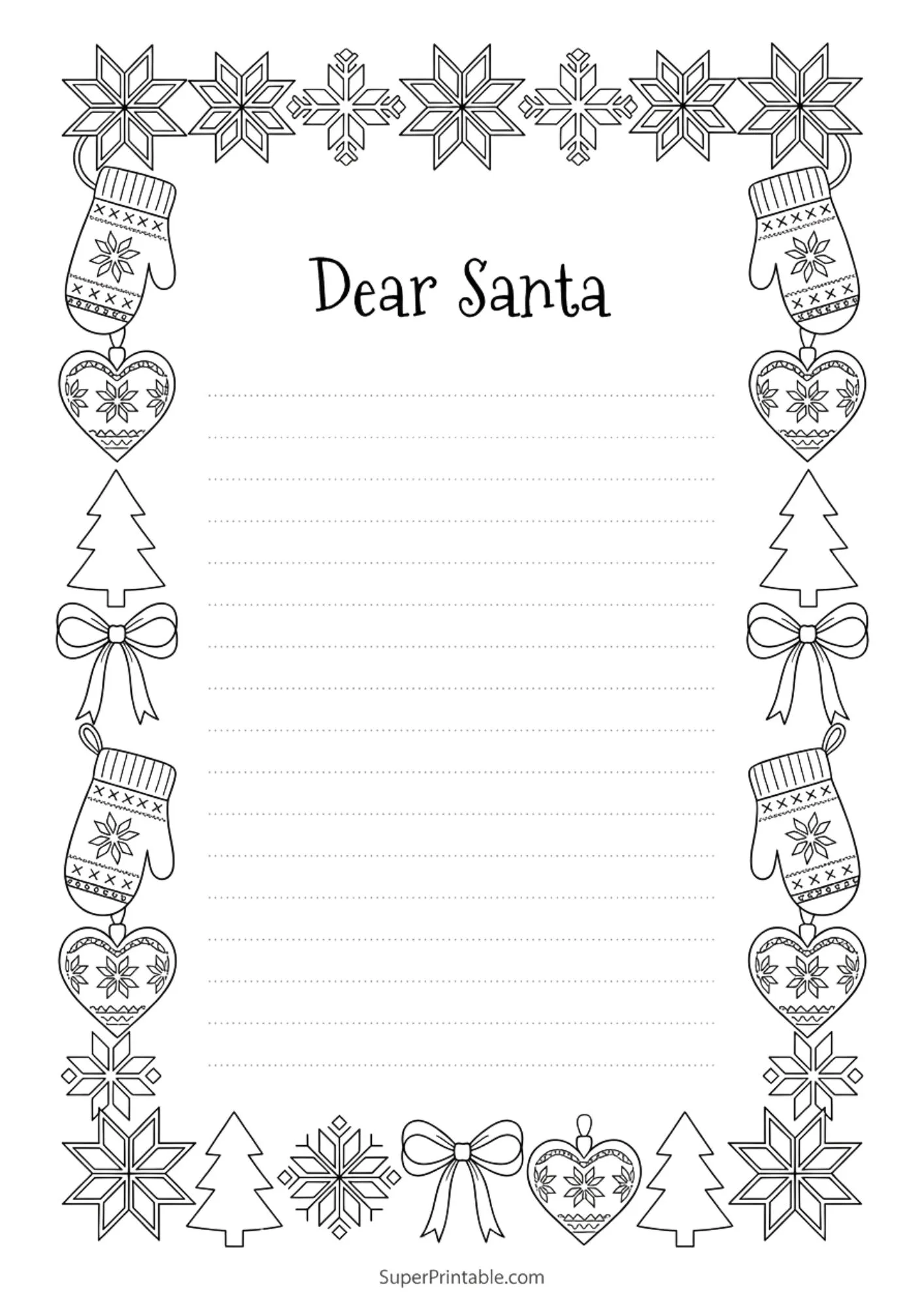 Dear Santa Coloring Printable Packs 10