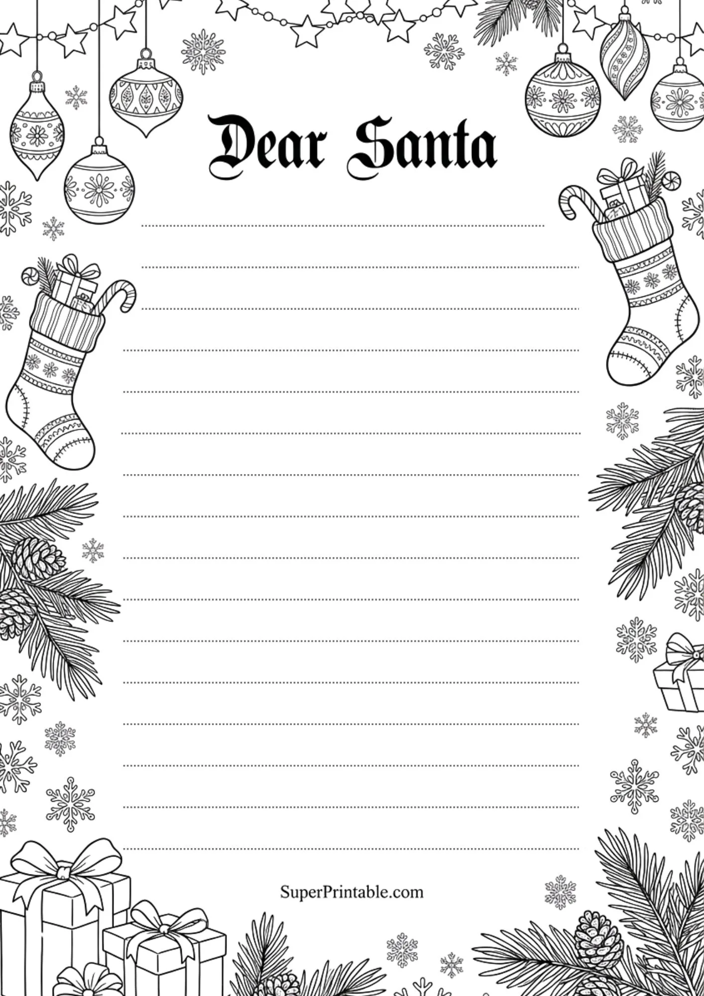 Dear Santa Coloring Printable Packs 11