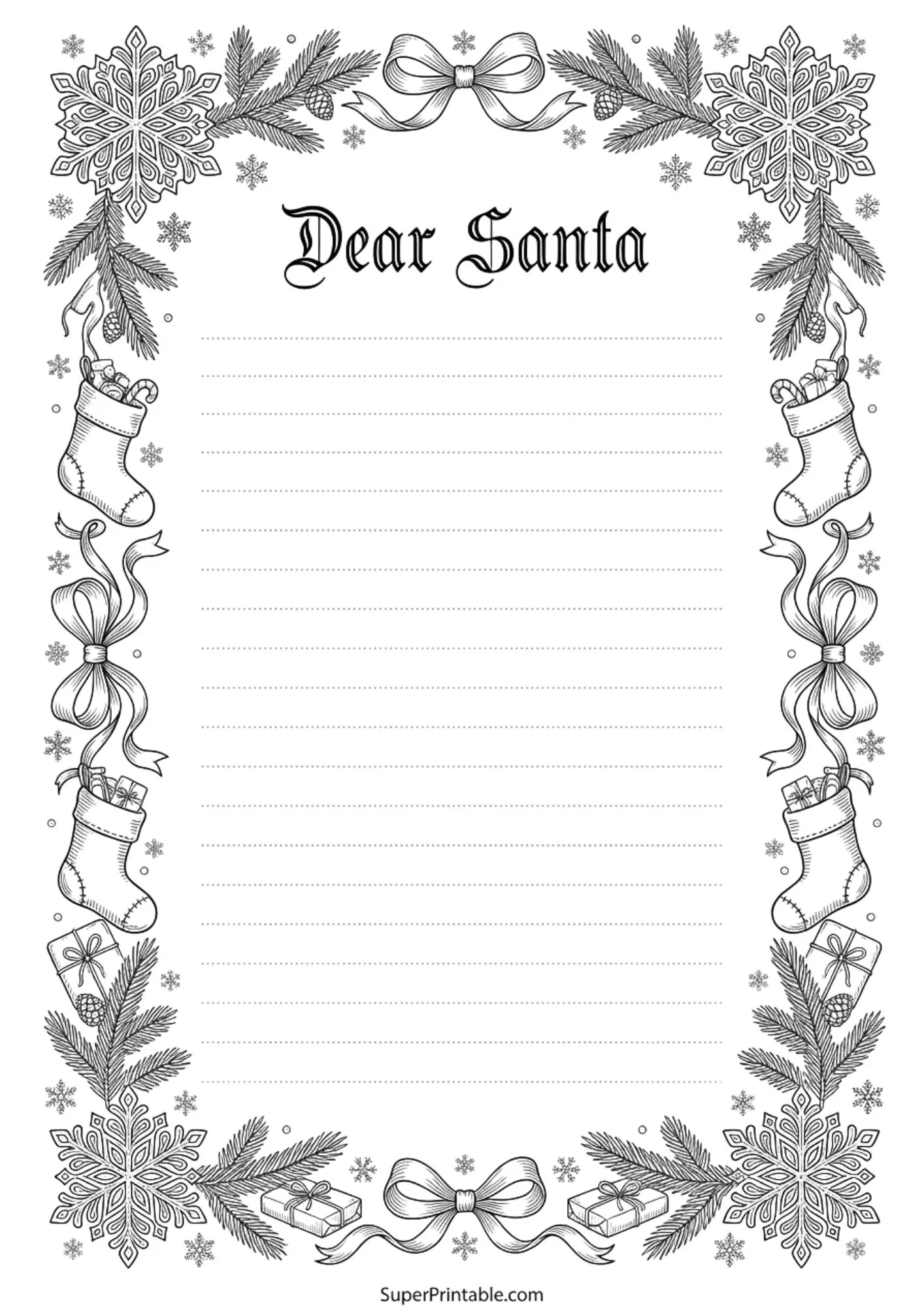 Dear Santa Coloring Printable Packs 3