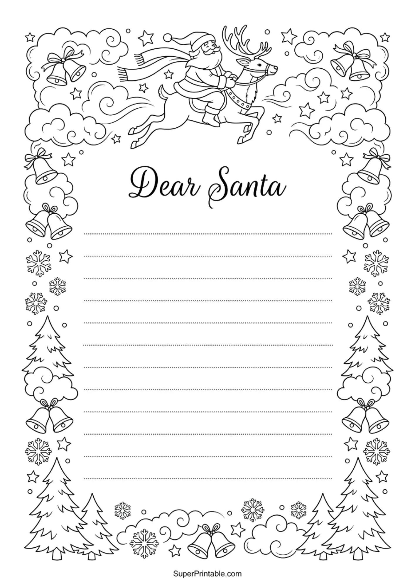 Dear Santa Coloring Printable Packs 4