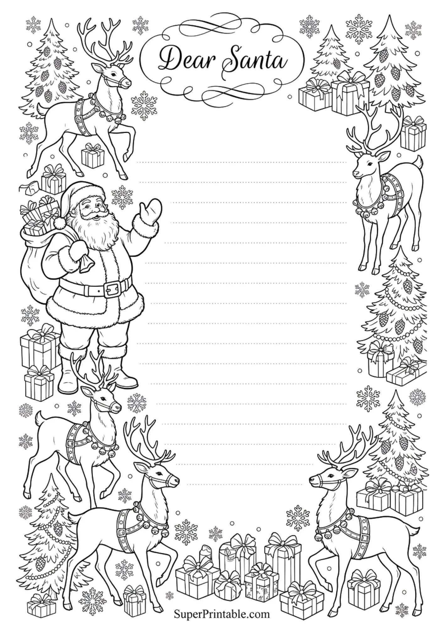 Dear Santa Coloring Printable Packs 5
