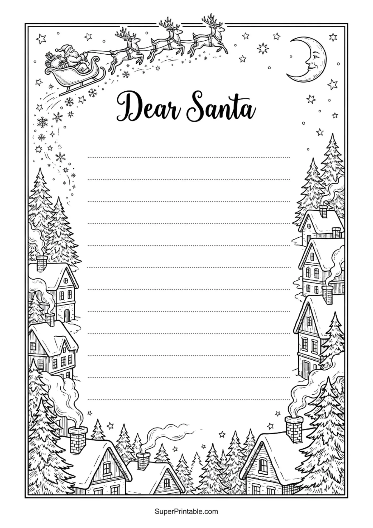 Dear Santa Coloring Printable Packs 7
