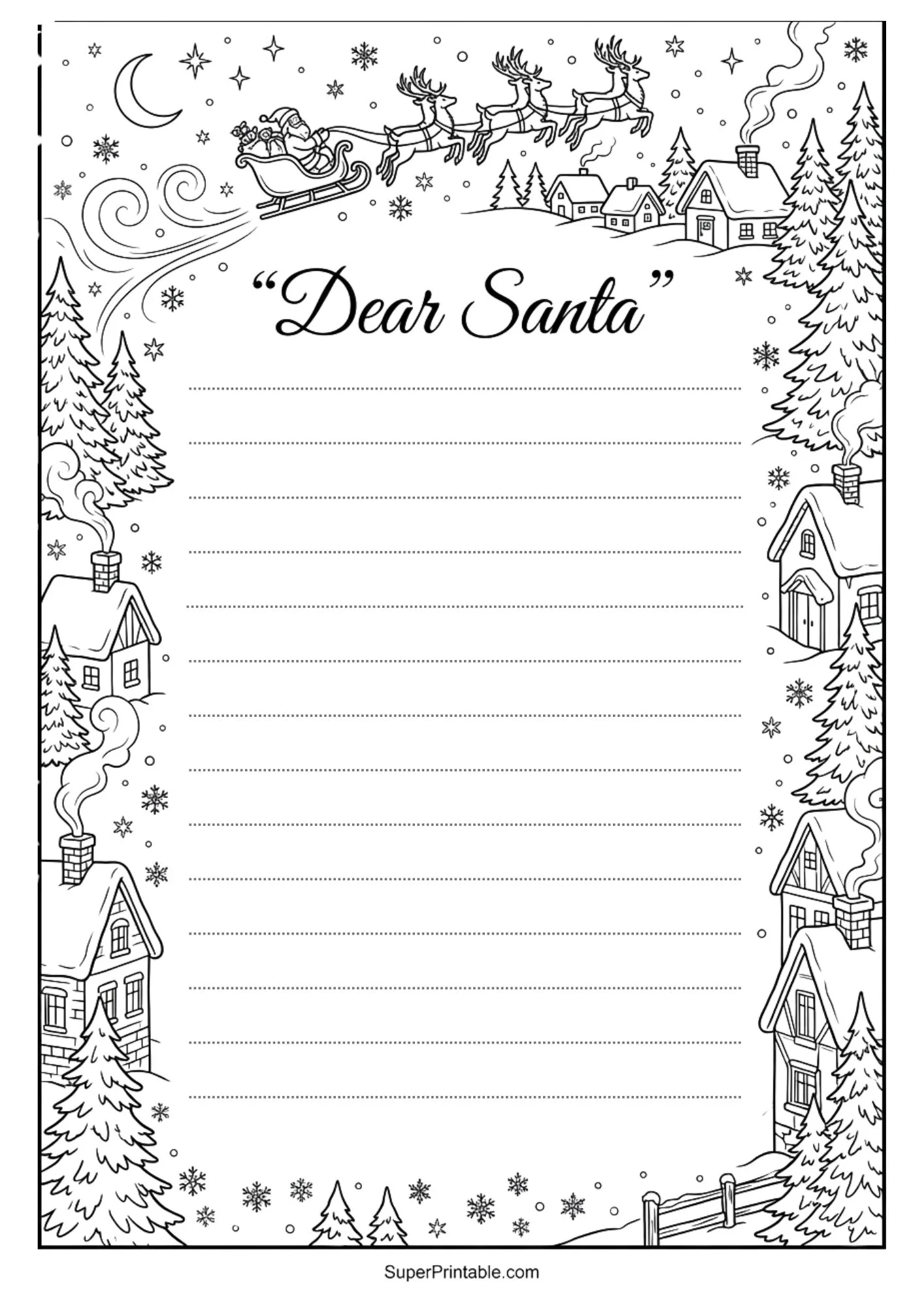 Dear Santa Coloring Printable Packs 8
