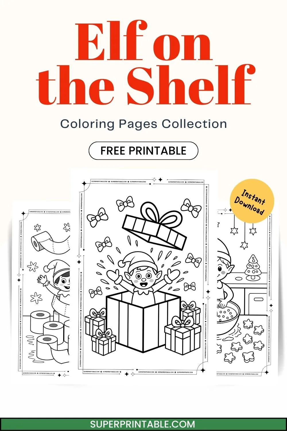 Elf on the Shelf Coloring Pages Pinterest Image