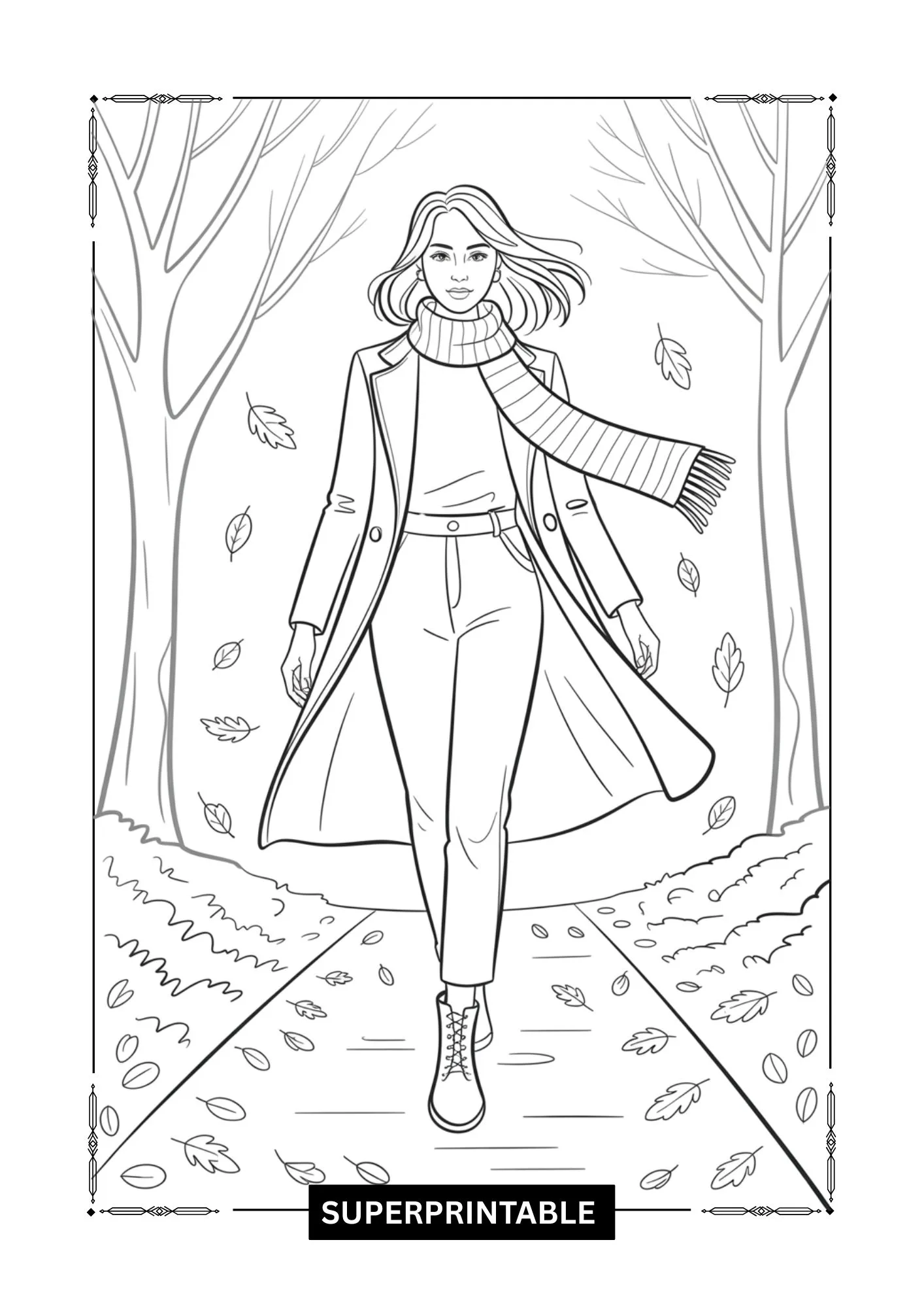 Fall Fashion Coloring Pages 1