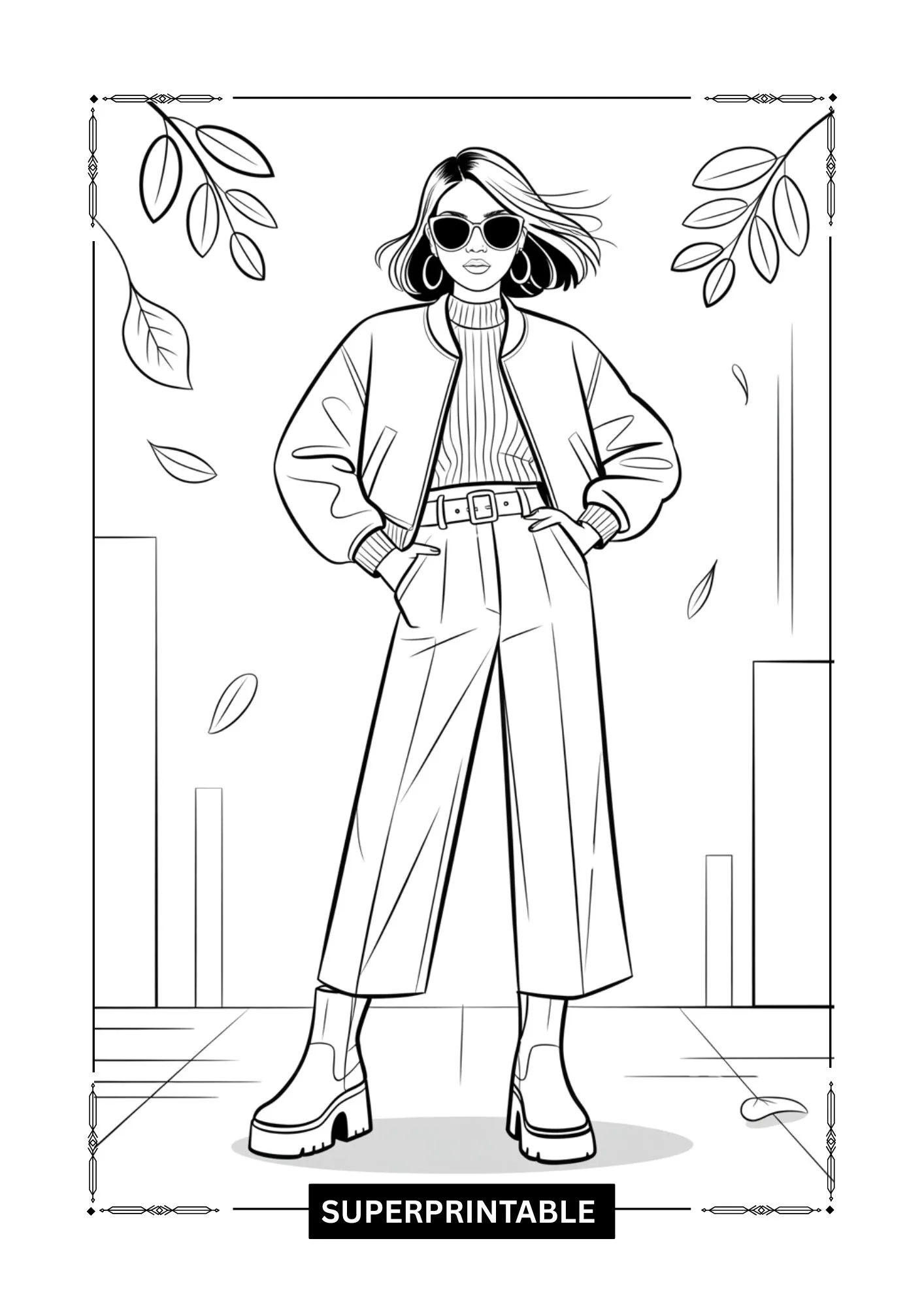 Fall Fashion Coloring Pages 3