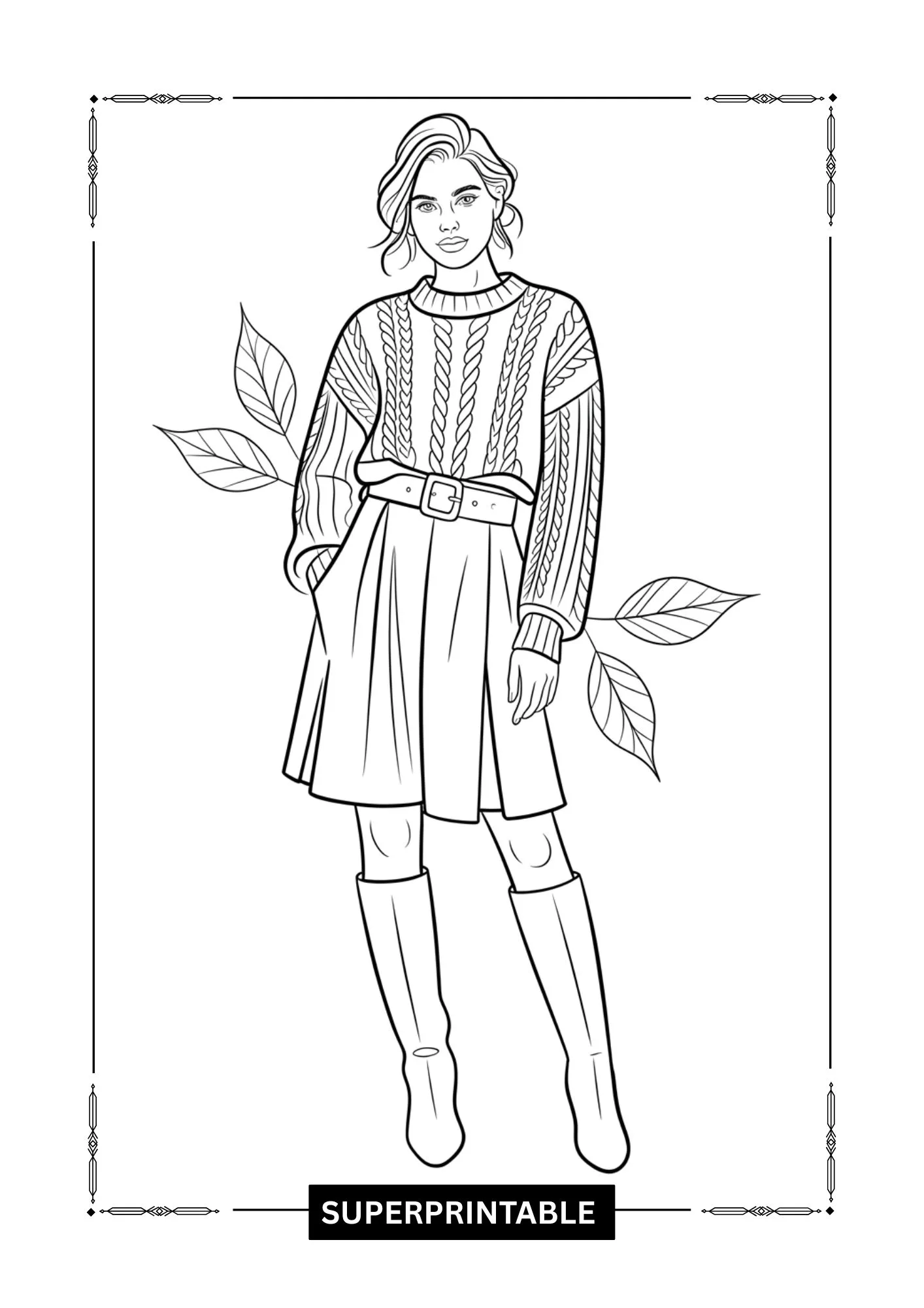 Fall Fashion Coloring Pages 9