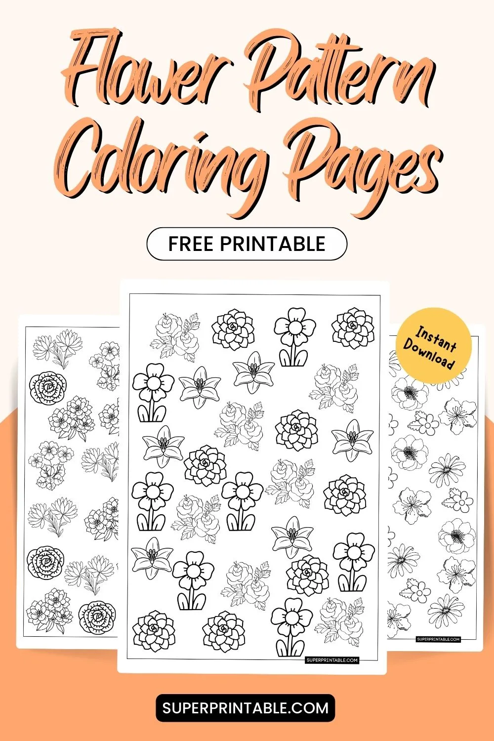 Flower Pattern Coloring Pages Pinterest Image