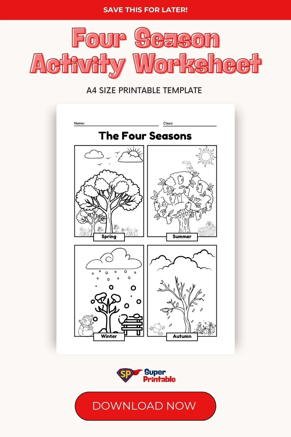 Four Season Activity Worksheet Pinterest Image