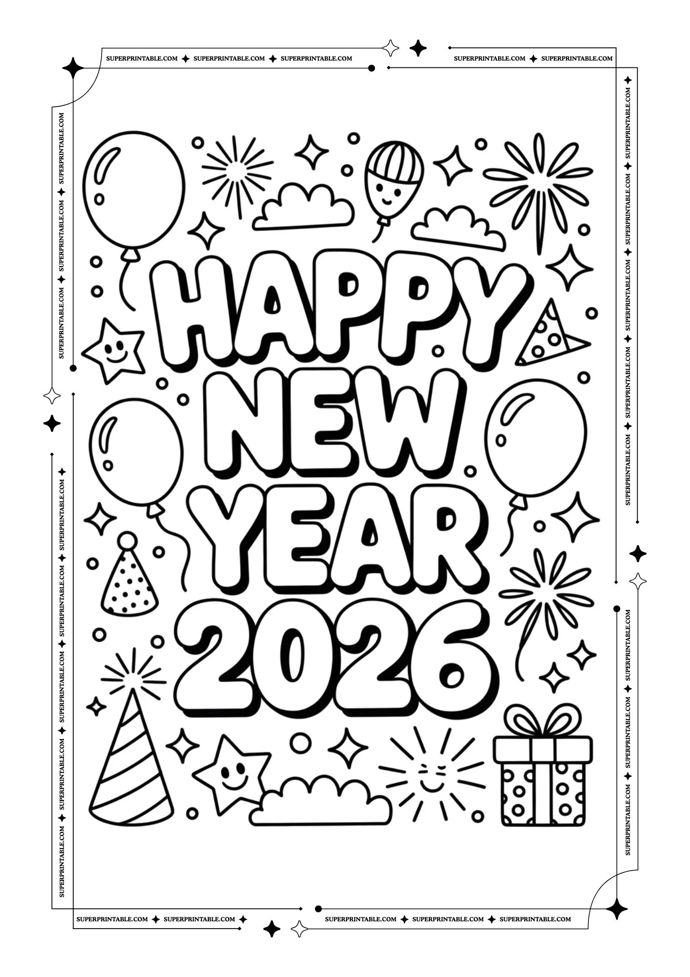 Hello 2026 Coloring Pages 1