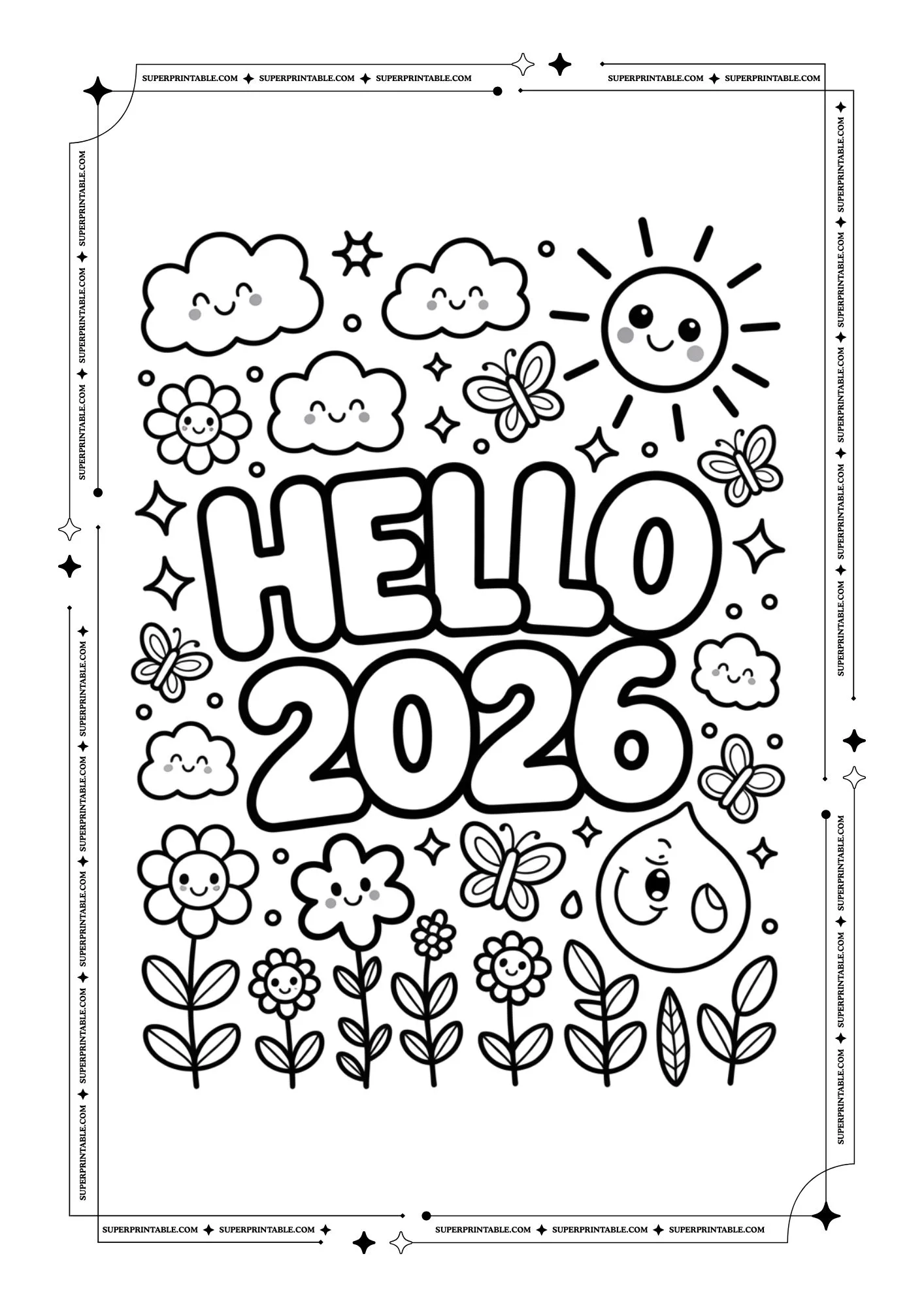 Hello 2026 Coloring Pages 3