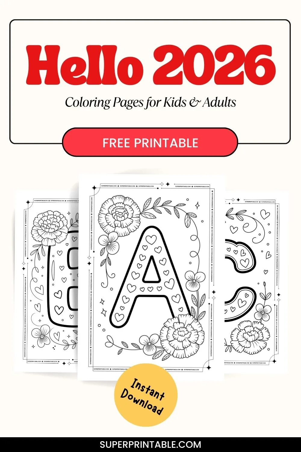 Hello 2026 Coloring Pages Pinterest Image