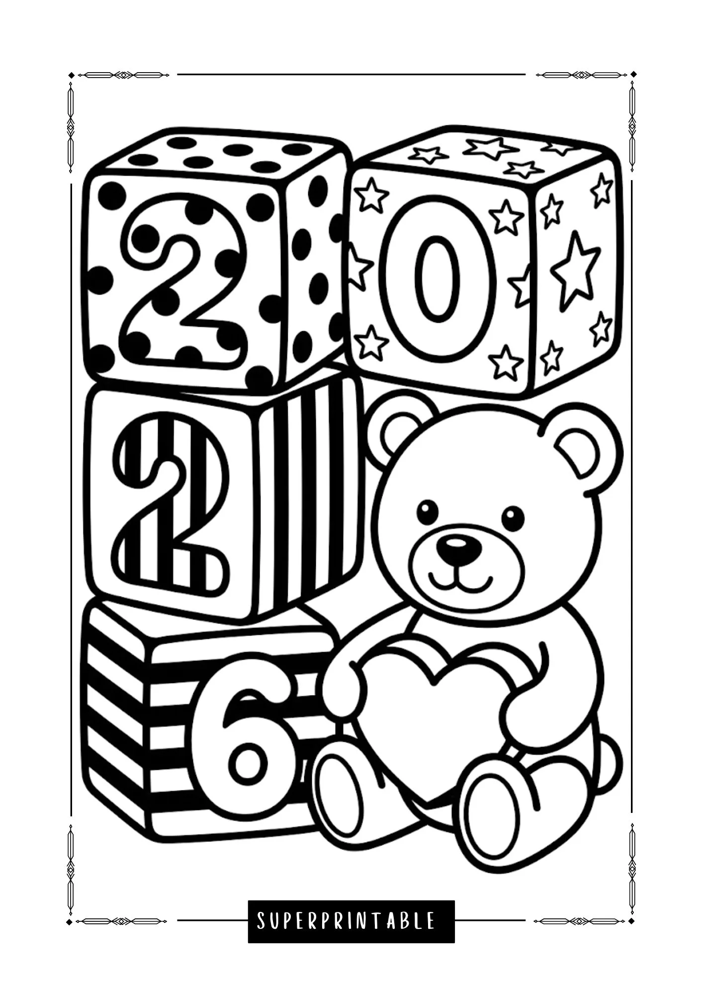 Hello New Year 2026 Cozy Coloring Pages 6