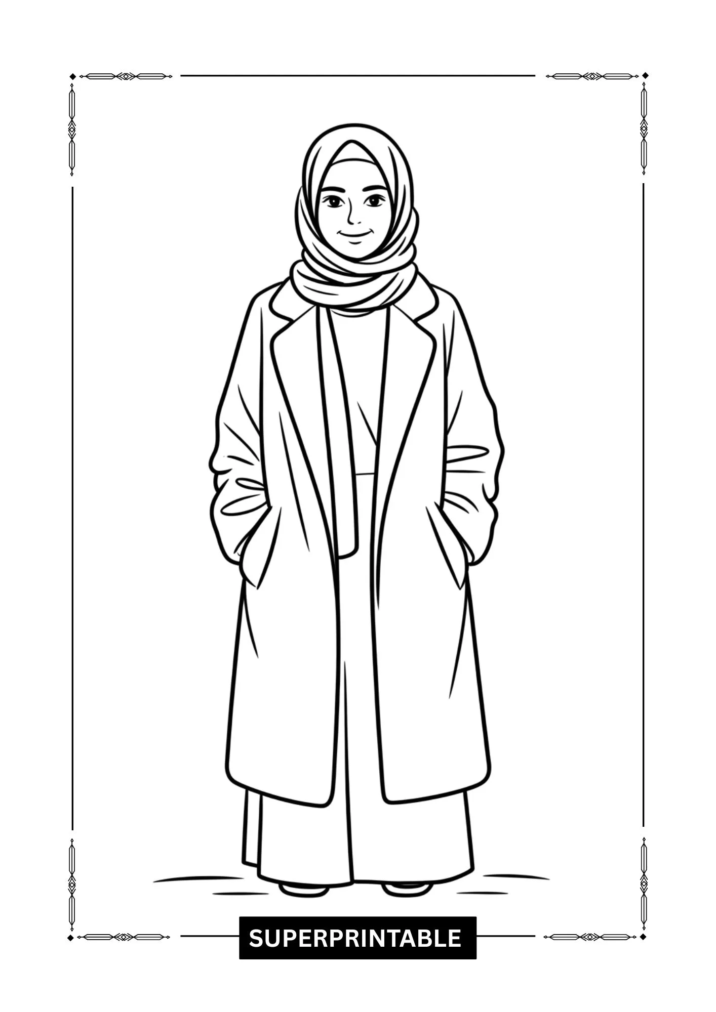 Hijab Winter Fashion Coloring Pages 2