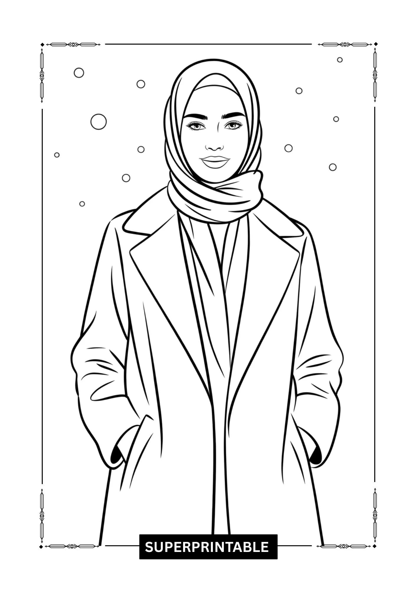 Hijab Winter Fashion Coloring Pages 4
