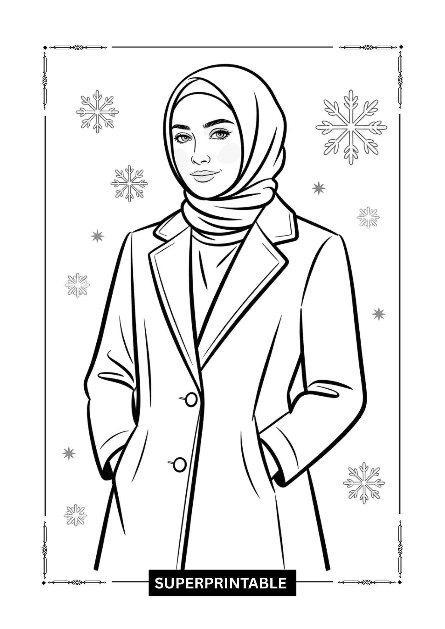 Hijab Winter Fashion Coloring Pages 5