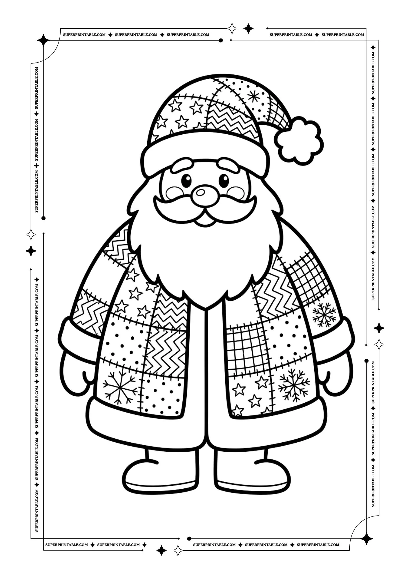 Jolly Santa Pattern Coloring Book 1