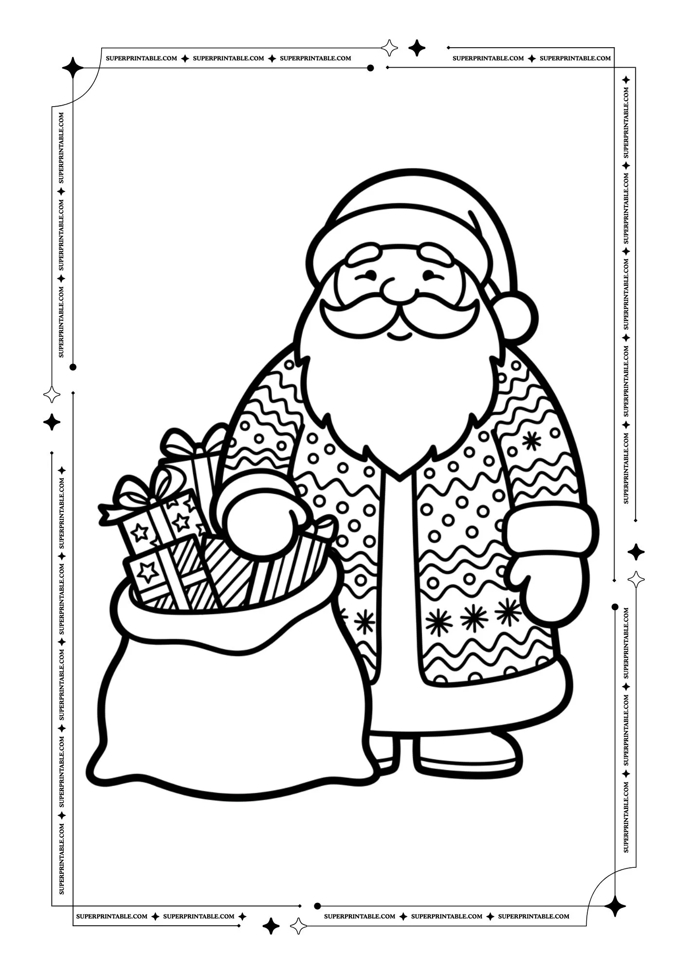 Jolly Santa Pattern Coloring Book 4