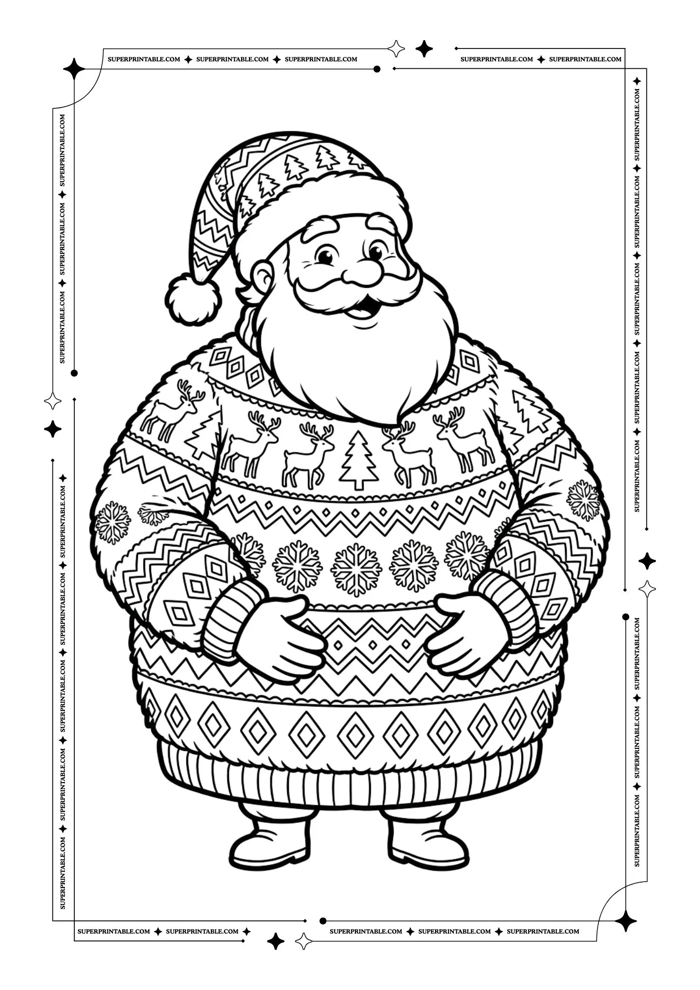Jolly Santa Pattern Coloring Book 5